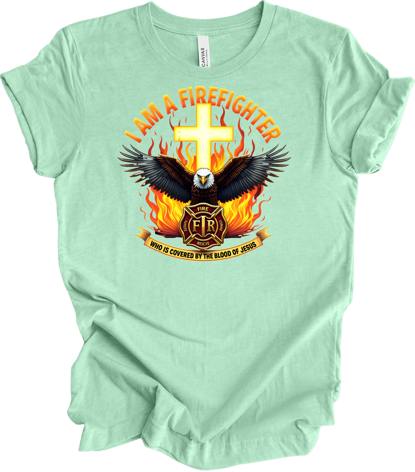 Firefighter Faith T-Shirt in Heather Mint