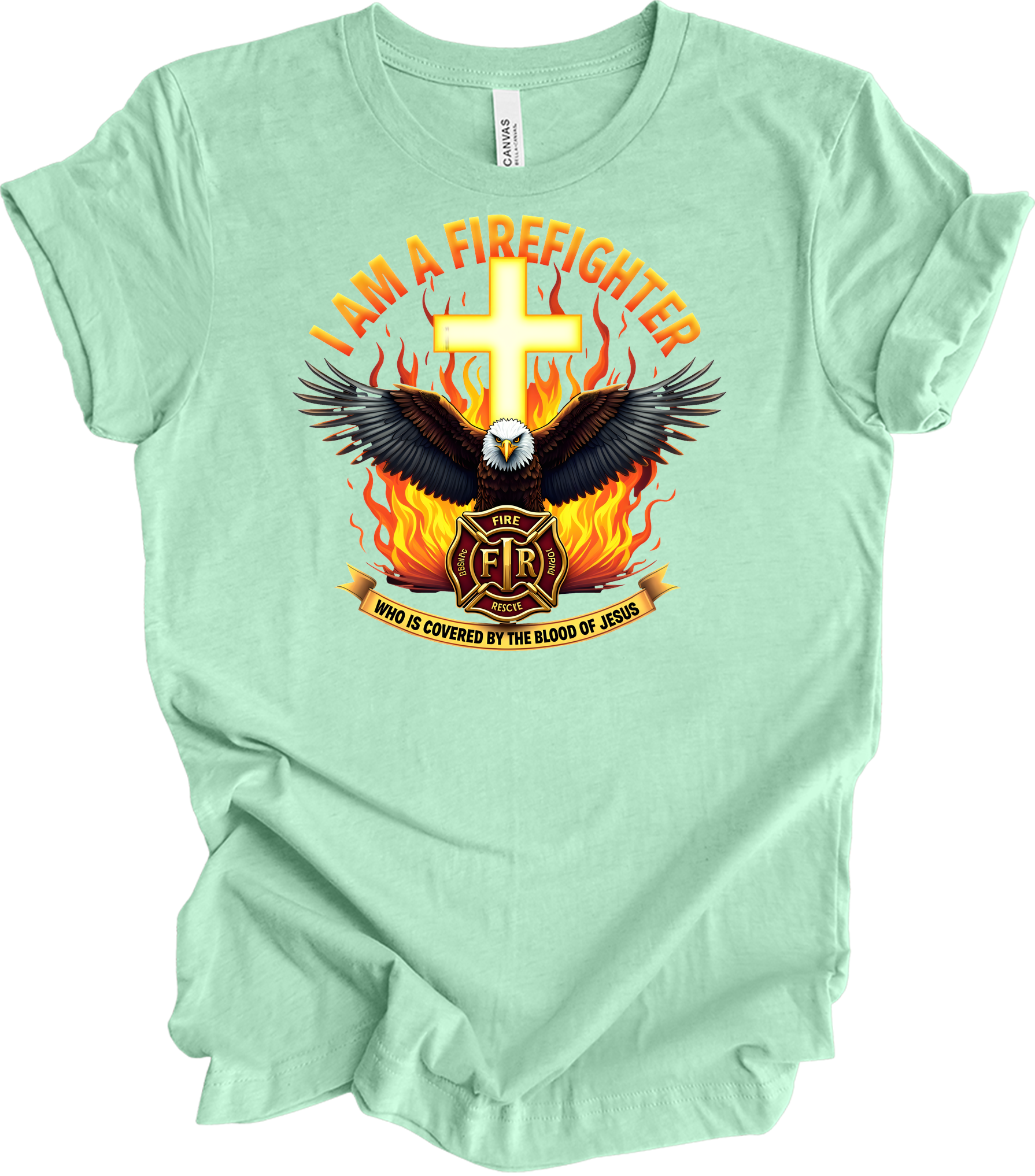 Firefighter Faith T-Shirt in Heather Mint