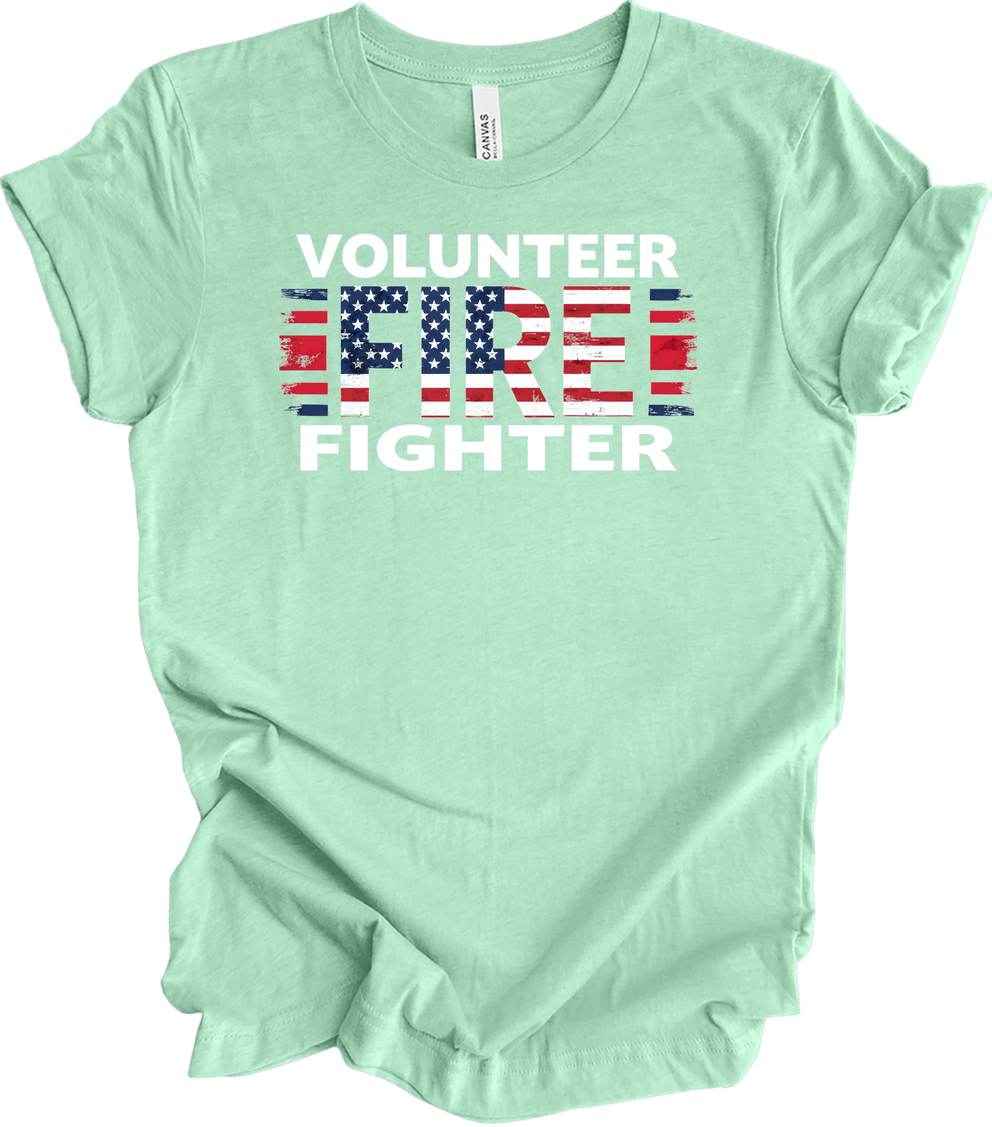 Volunr Firefighter USA Flag T-Shirt in Heather Mint