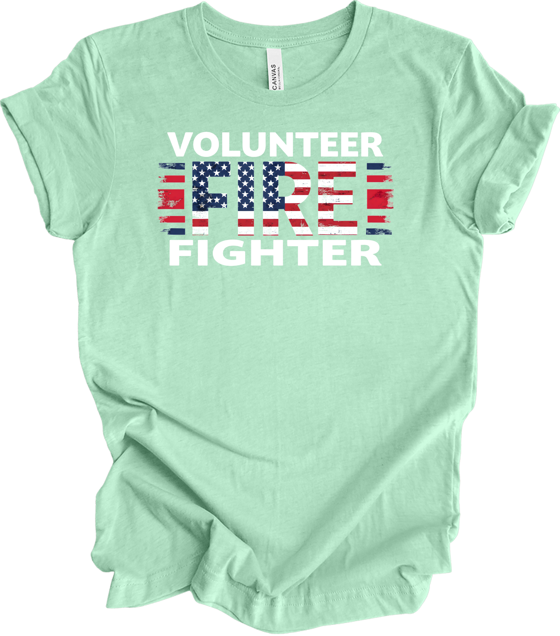 Volunr Firefighter USA Flag T-Shirt in Heather Mint