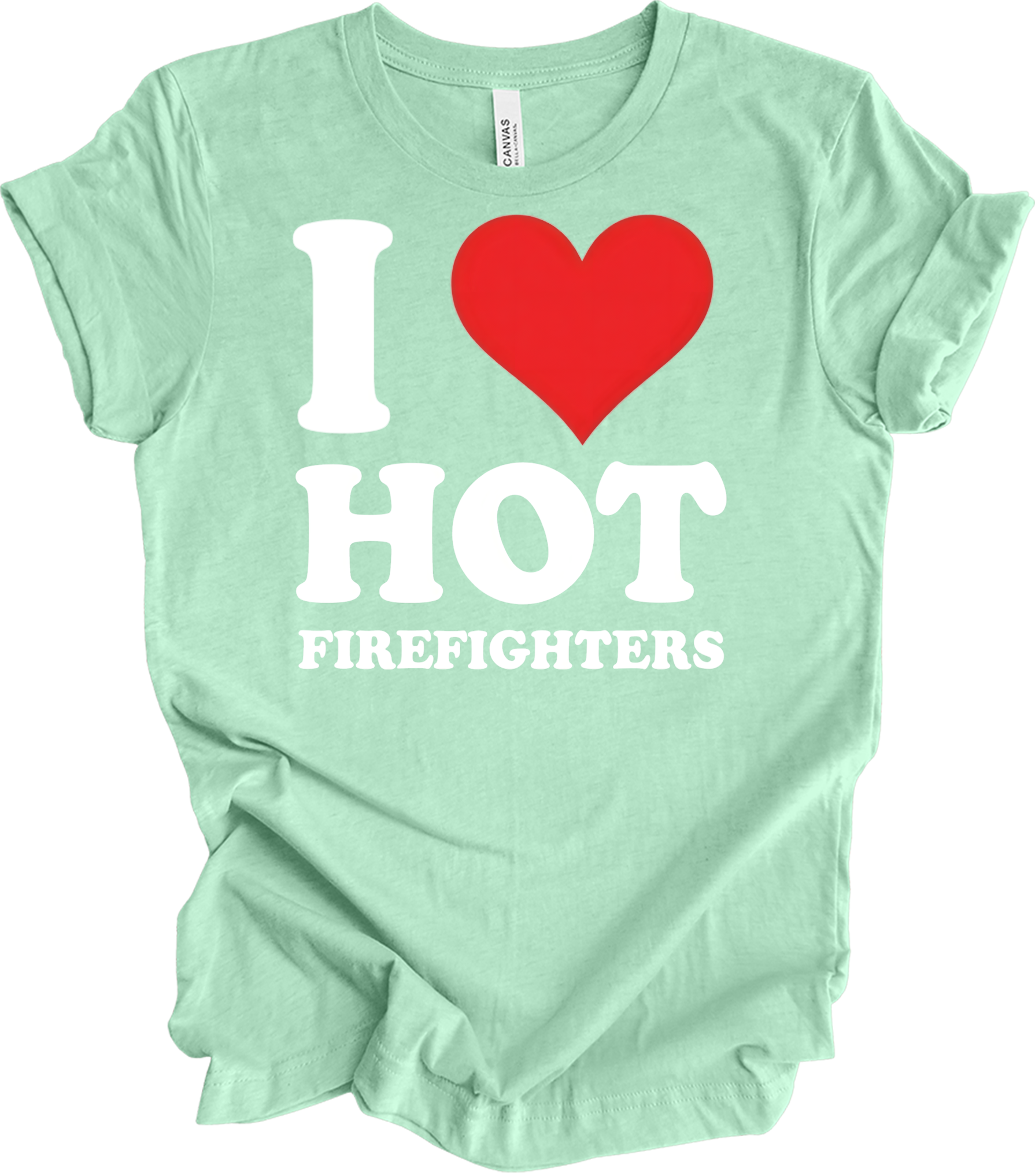 I Heart Hot Firefighters T-Shirt in Heather Mint