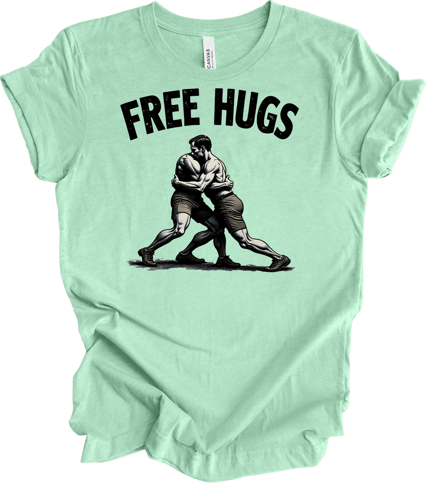 Free Hugs Wrestling T-Shirt in Heather Mint