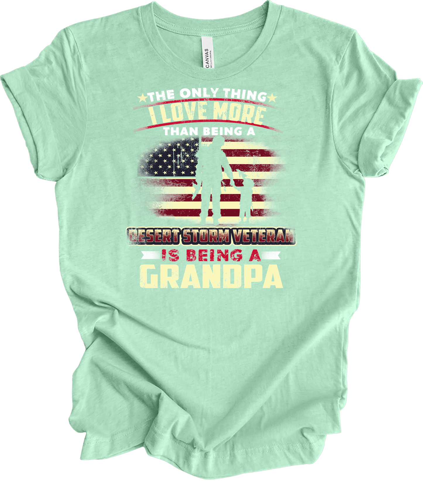 Veteran Grandpa Gift T-Shirt in Heather Mint