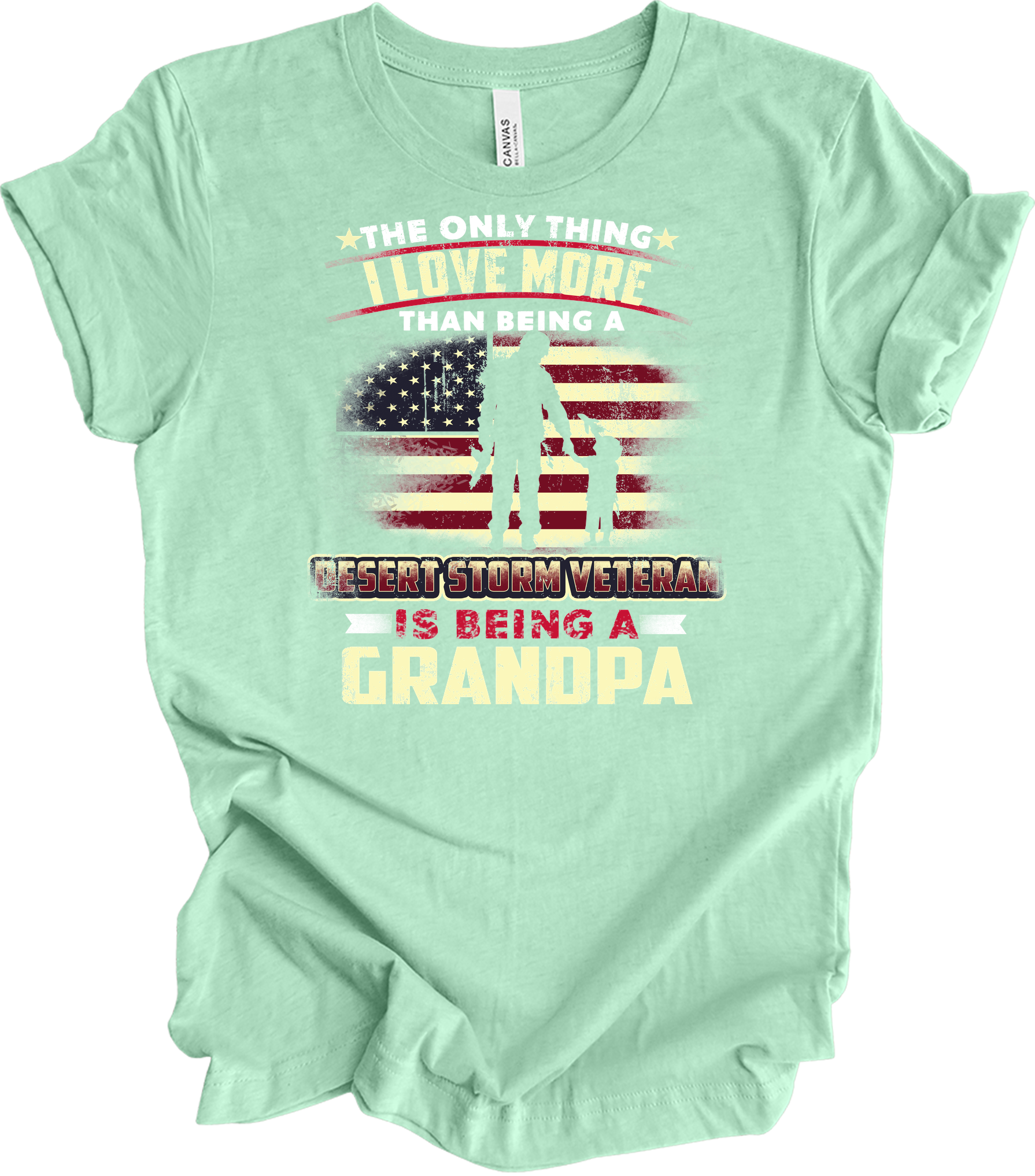 Veteran Grandpa Gift T-Shirt in Heather Mint