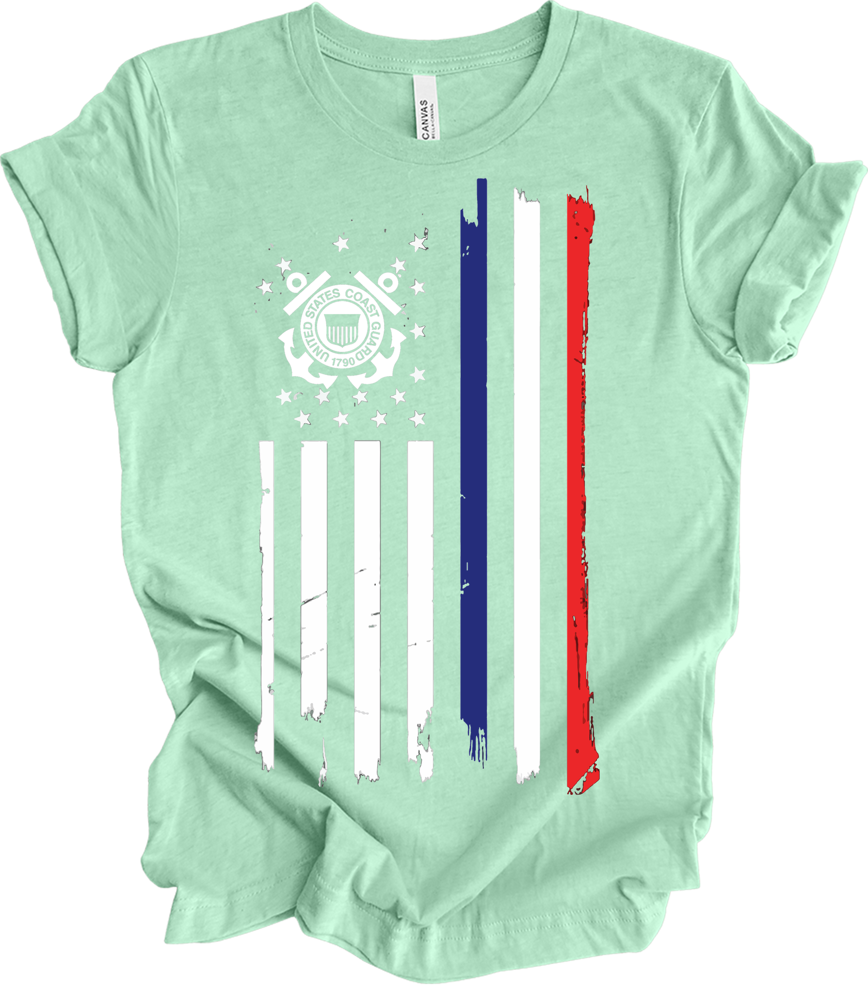 US Coast Guard Flag T-Shirt in Heather Mint