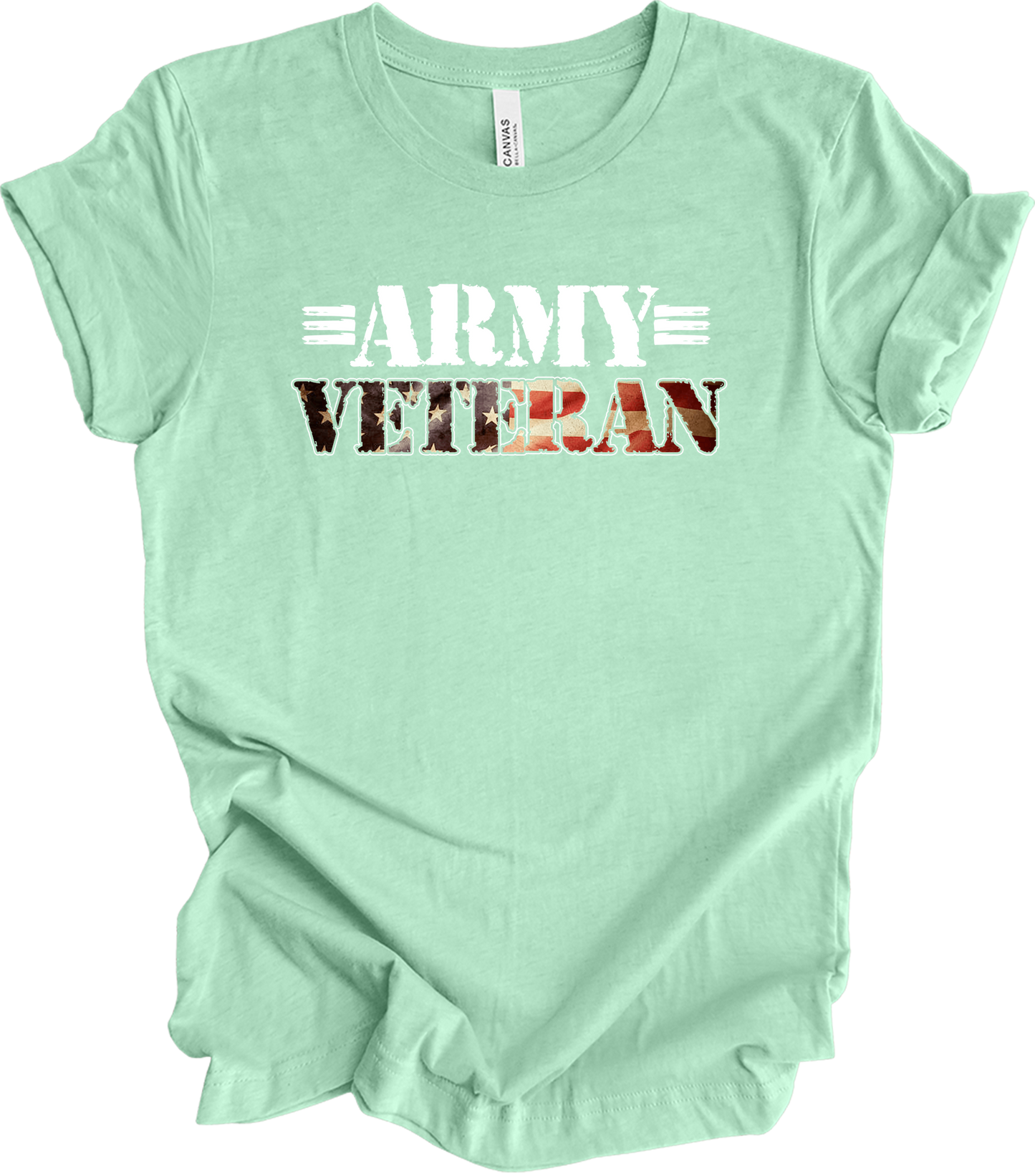 US Army Veteran Flag T-Shirt in Heather Mint