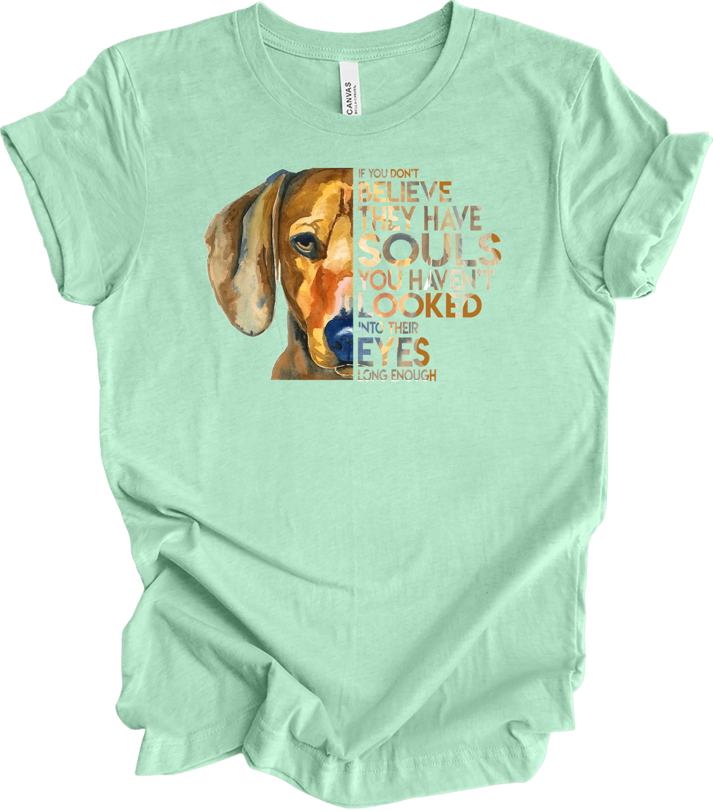 Dogs Have Souls - Watercolor Dog Lover Unisex T-Shirt in Heather Mint