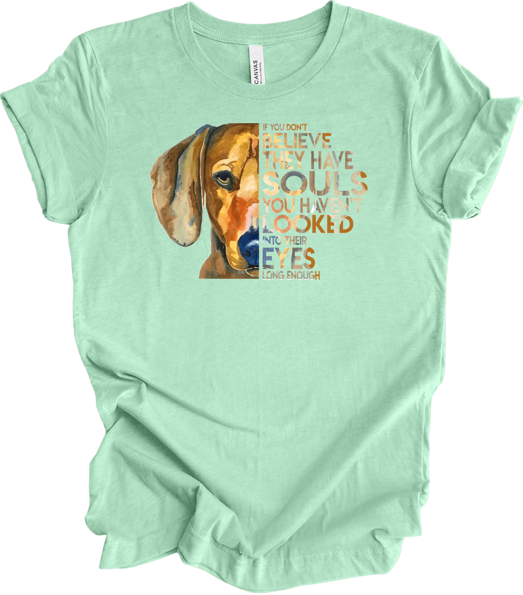 Dogs Have Souls - Watercolor Dog Lover Unisex T-Shirt in Heather Mint