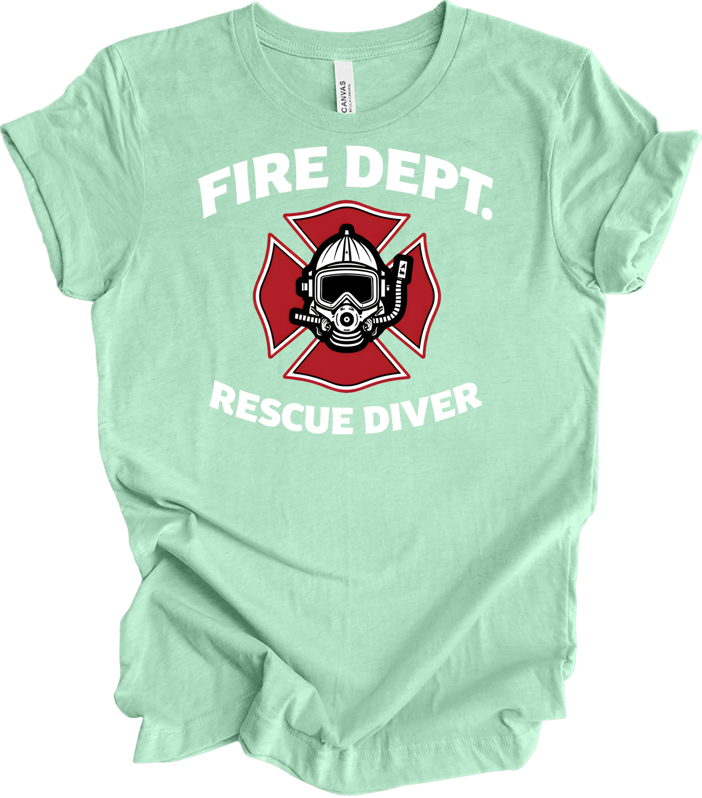 Fire Dept. Rescue Diver T-Shirt in Heather Mint