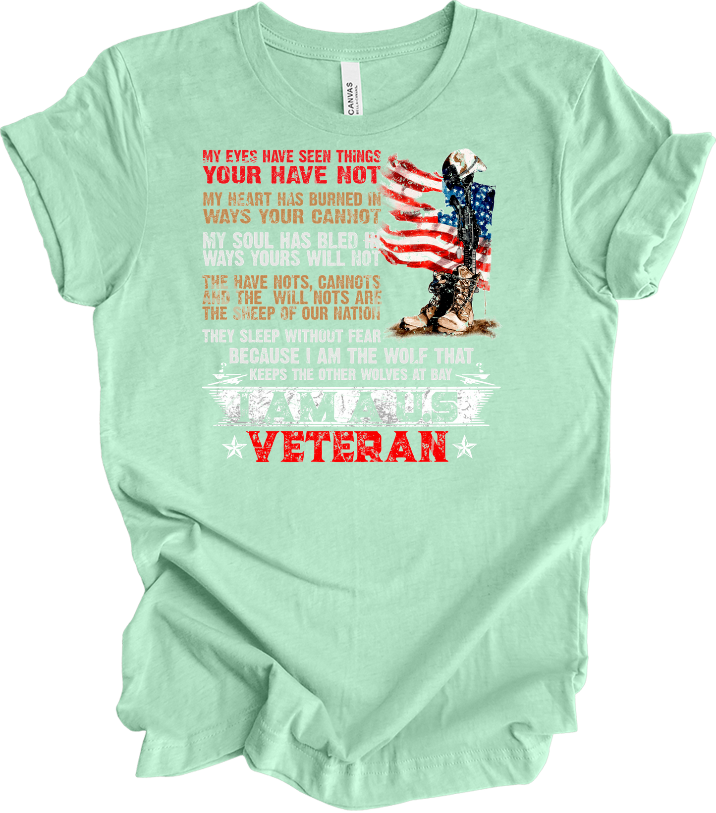 U.S. Veteran Patriotic T-Shirt in Heather Mint