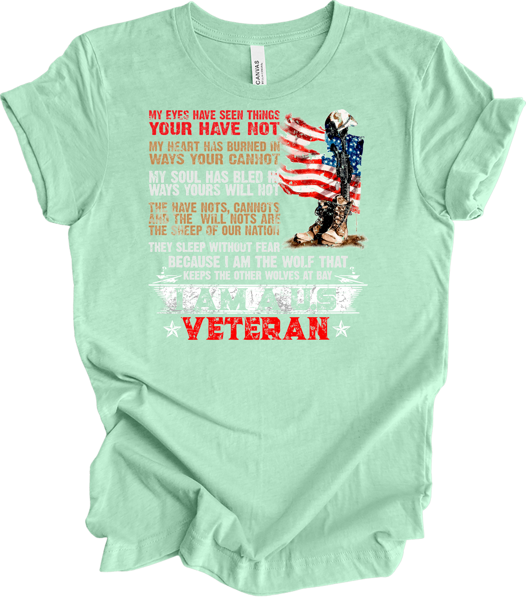 U.S. Veteran Patriotic T-Shirt in Heather Mint