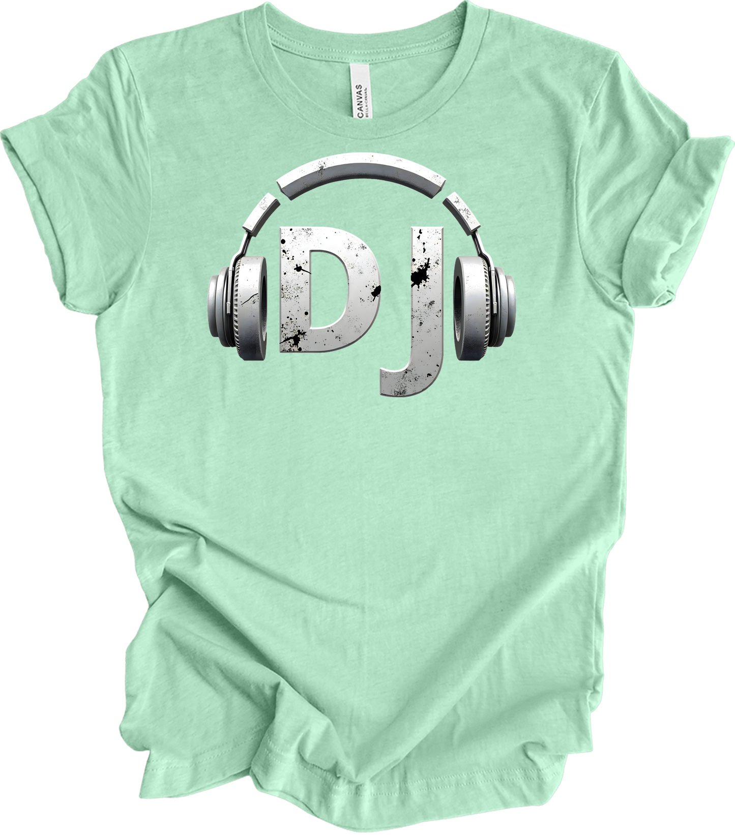 DJ Headphones for Music Fans T-Shirt in Heather Mint