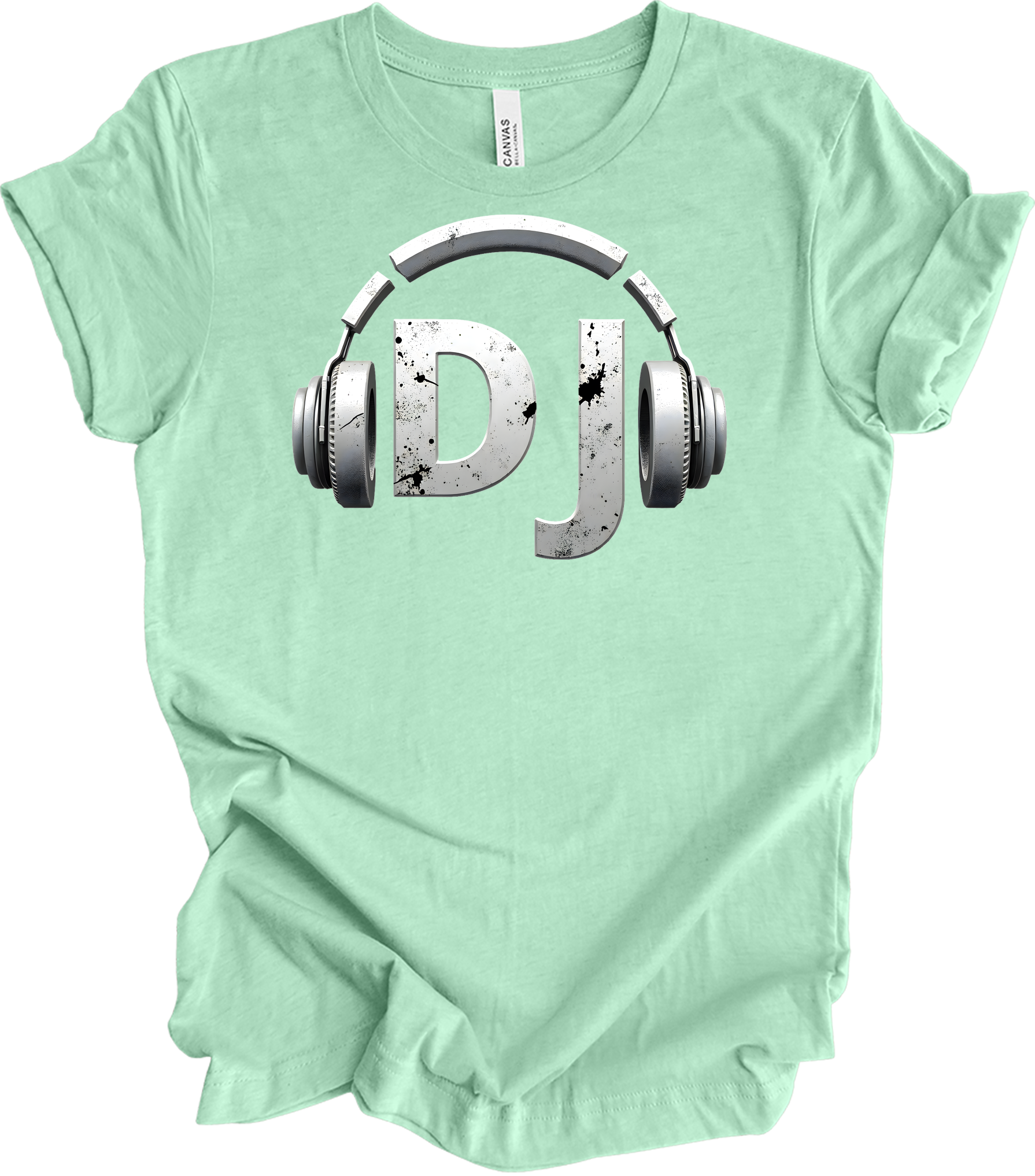 DJ Headphones for Music Fans T-Shirt in Heather Mint
