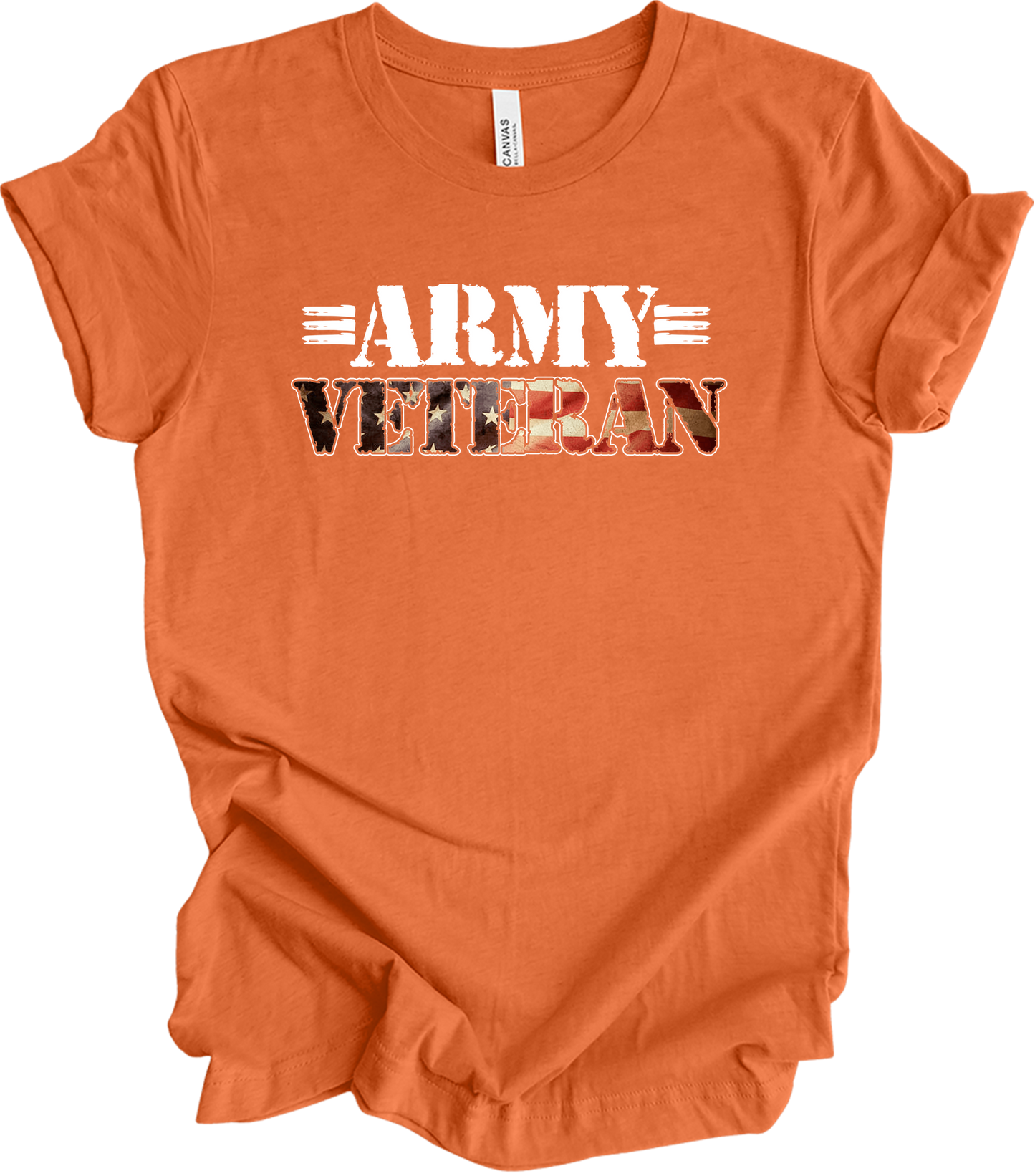 US Army Veteran Flag T-Shirt in Heather Orange