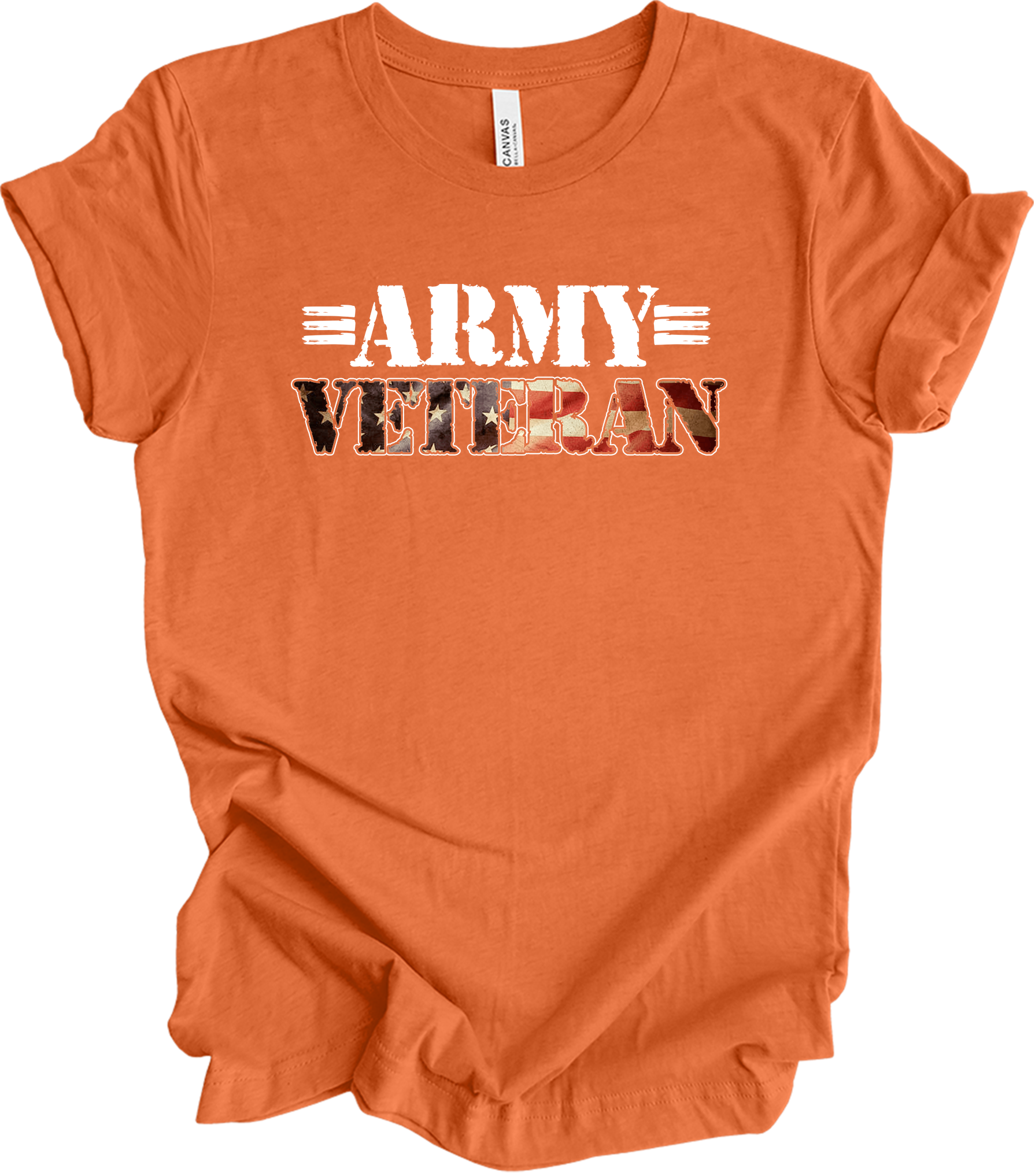 US Army Veteran Flag T-Shirt in Heather Orange