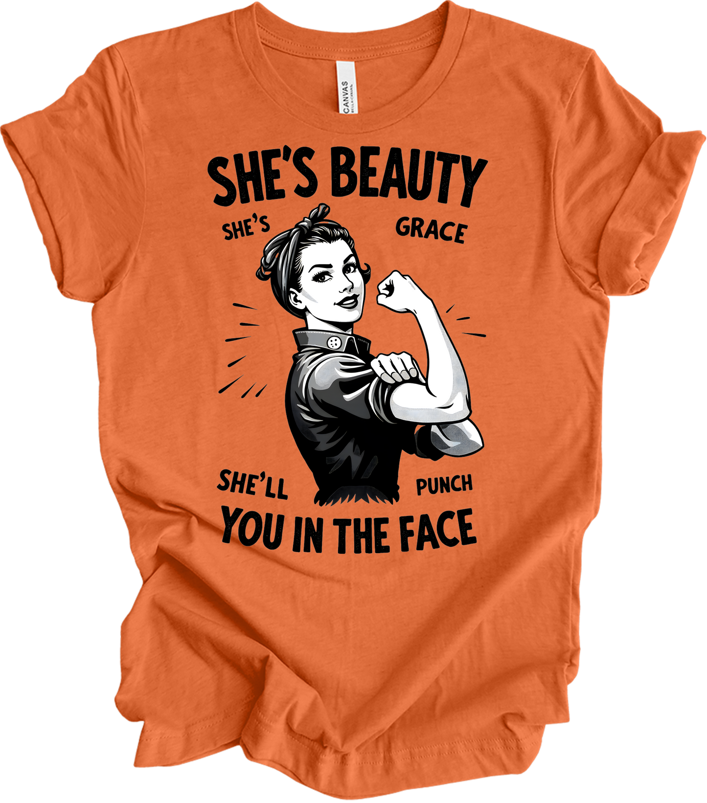 Beauty Grace Punch Face T-Shirt in Heather Orange