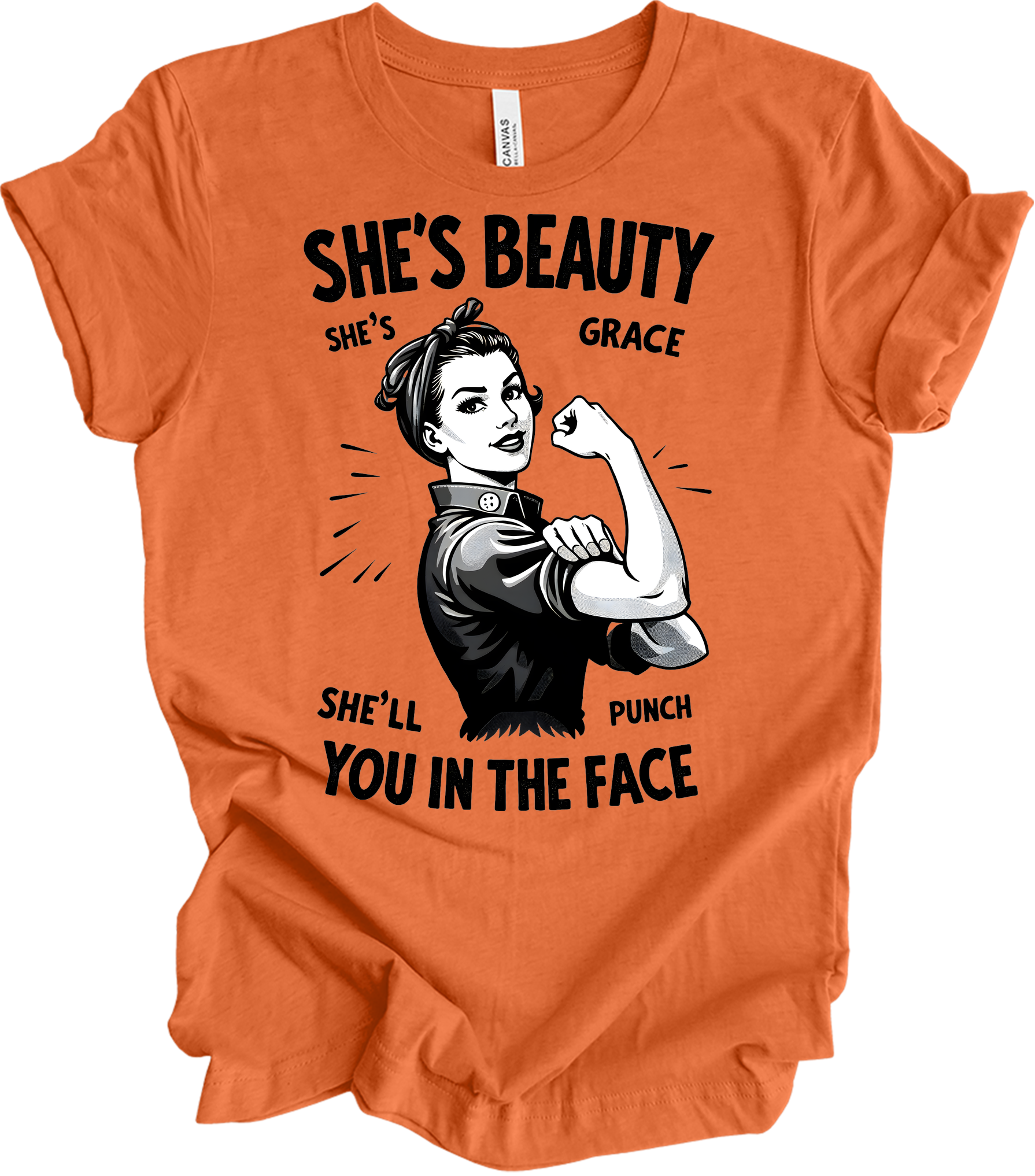Beauty Grace Punch Face T-Shirt in Heather Orange