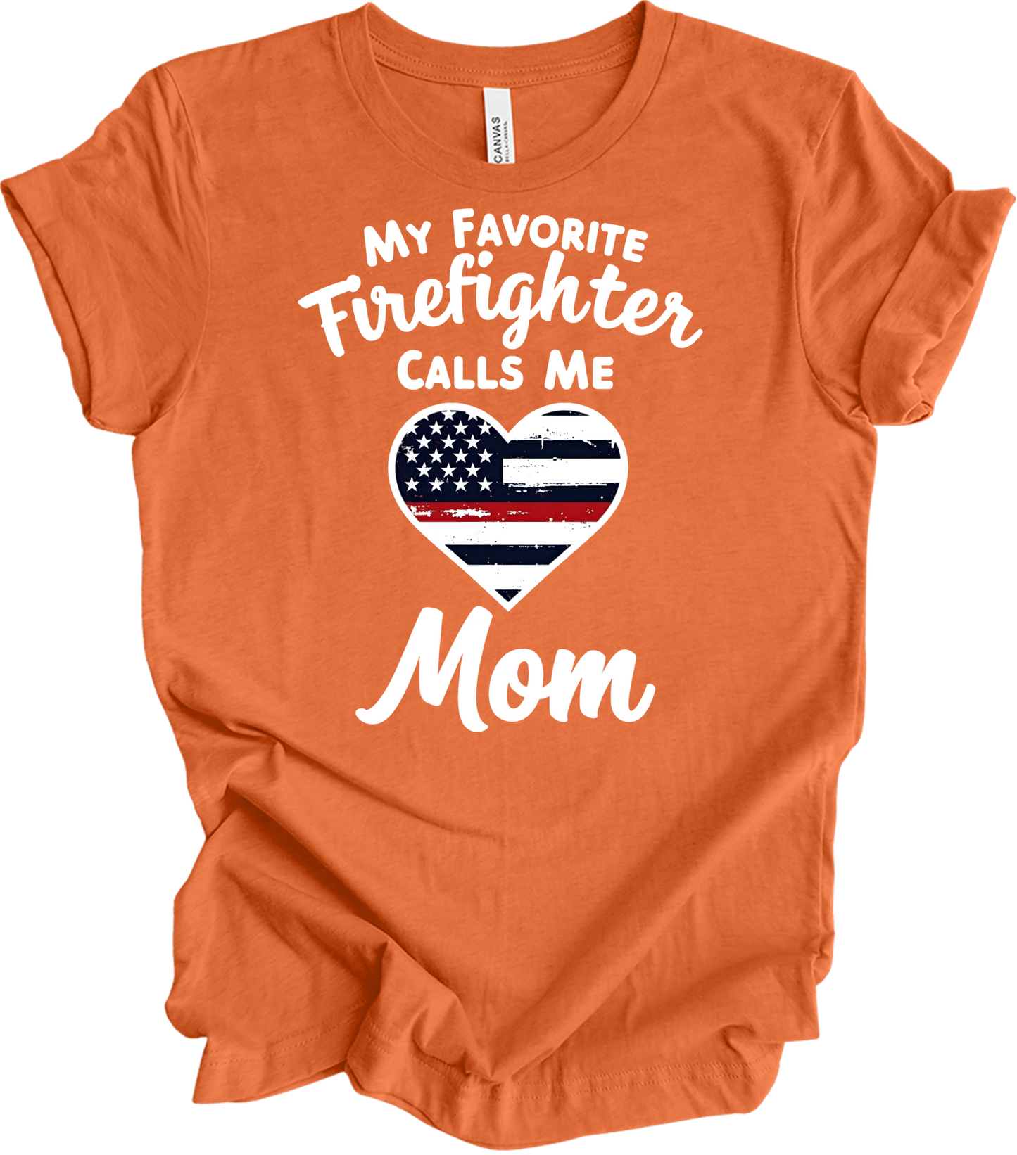 Firefighter Mom - Heart Design T-Shirt in Heather Orange
