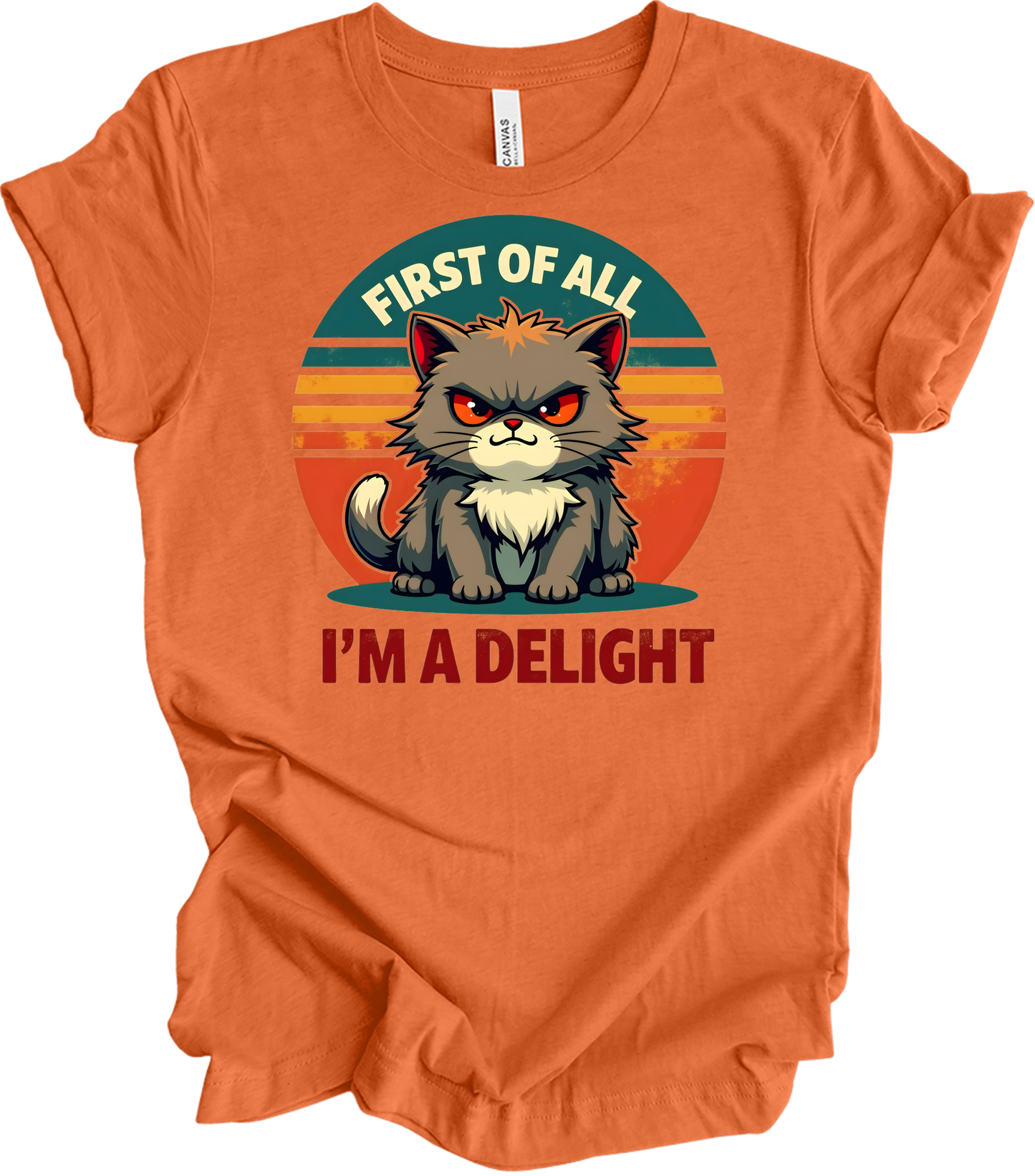 Grumpy Cat 'I'm a Delight' T-Shirt in Heather Orange