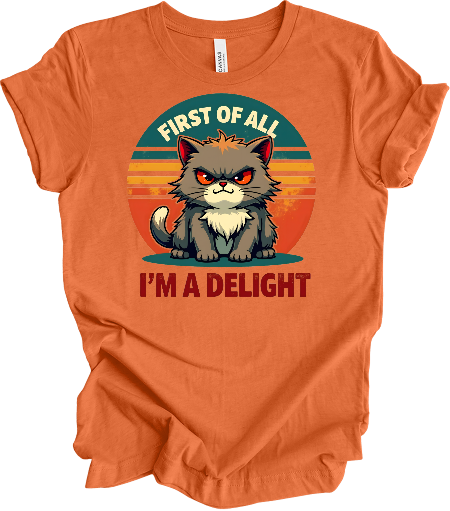 Grumpy Cat 'I'm a Delight' T-Shirt in Heather Orange