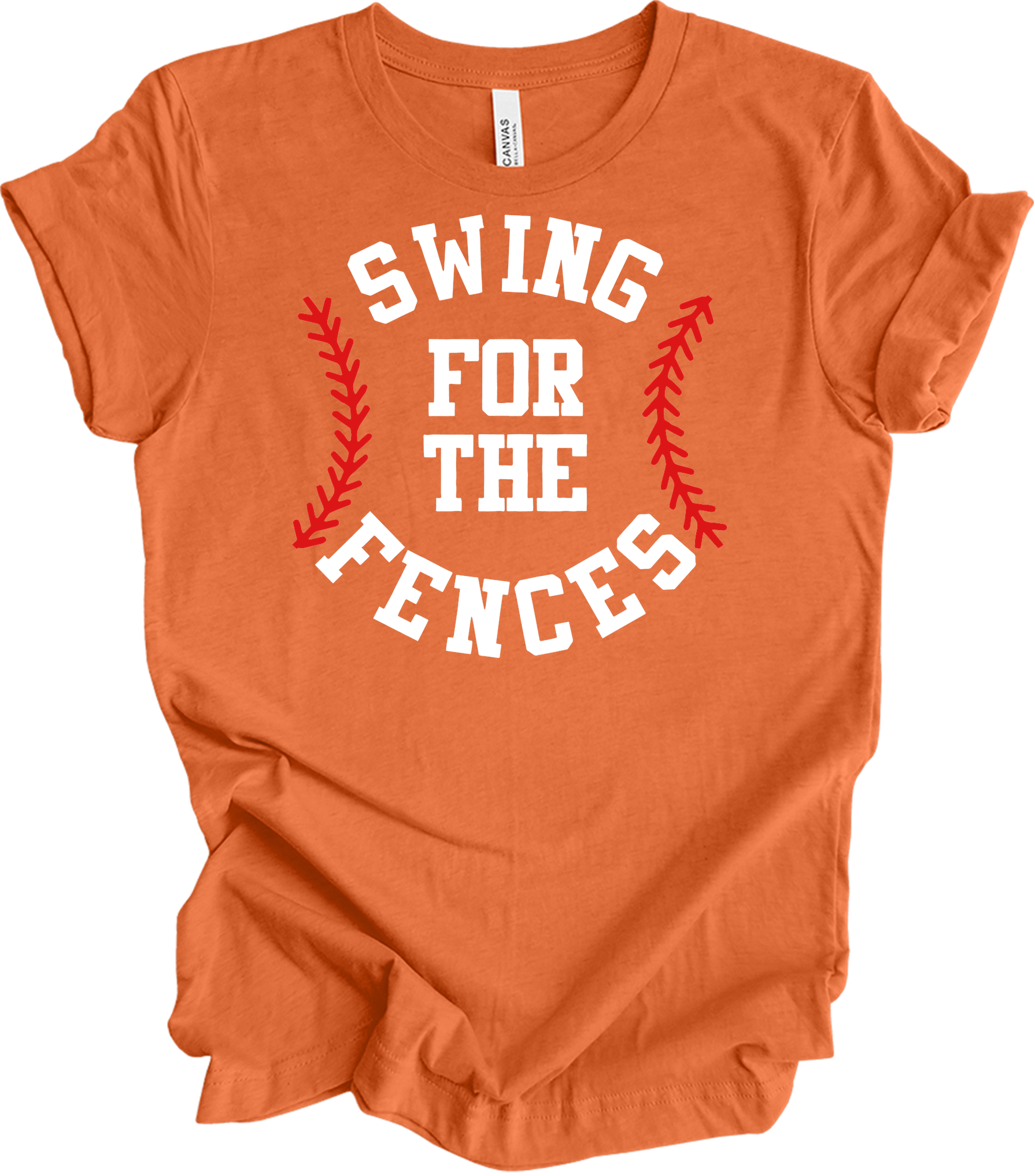 Swing for the Fences Baseball T-Shirt in Heather Orange