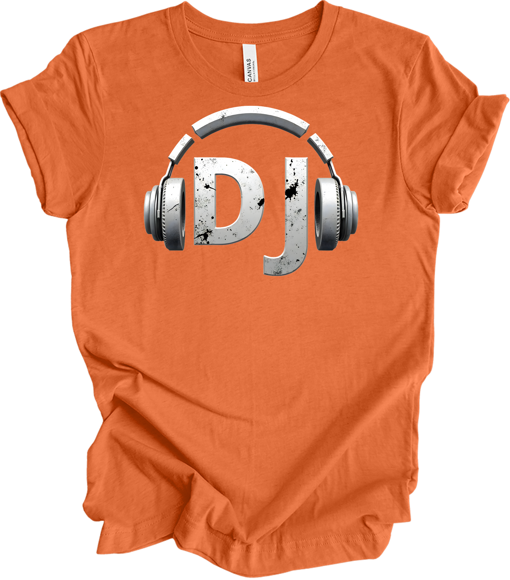DJ Headphones for Music Fans T-Shirt in Heather Orange