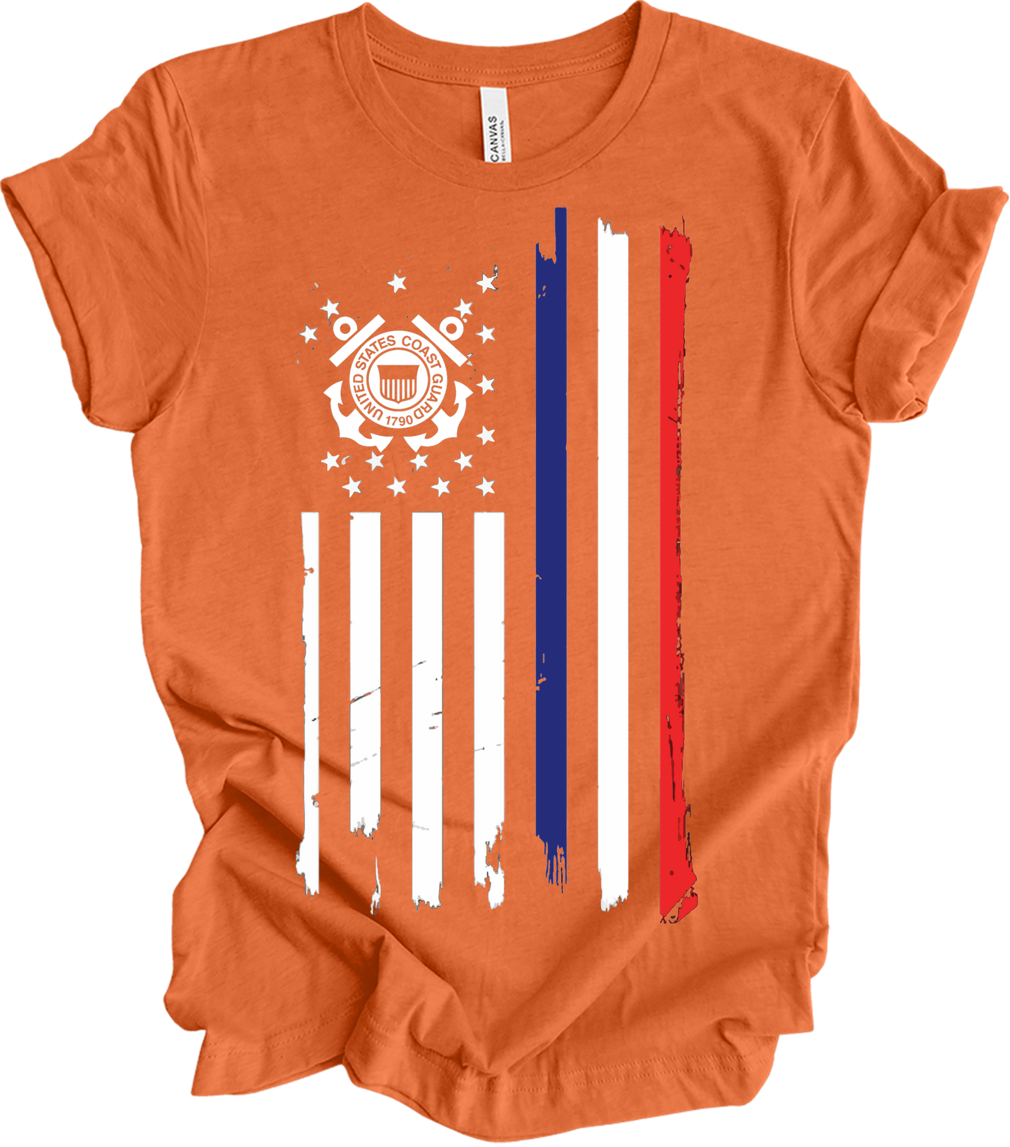 US Coast Guard Flag T-Shirt in Heather Orange