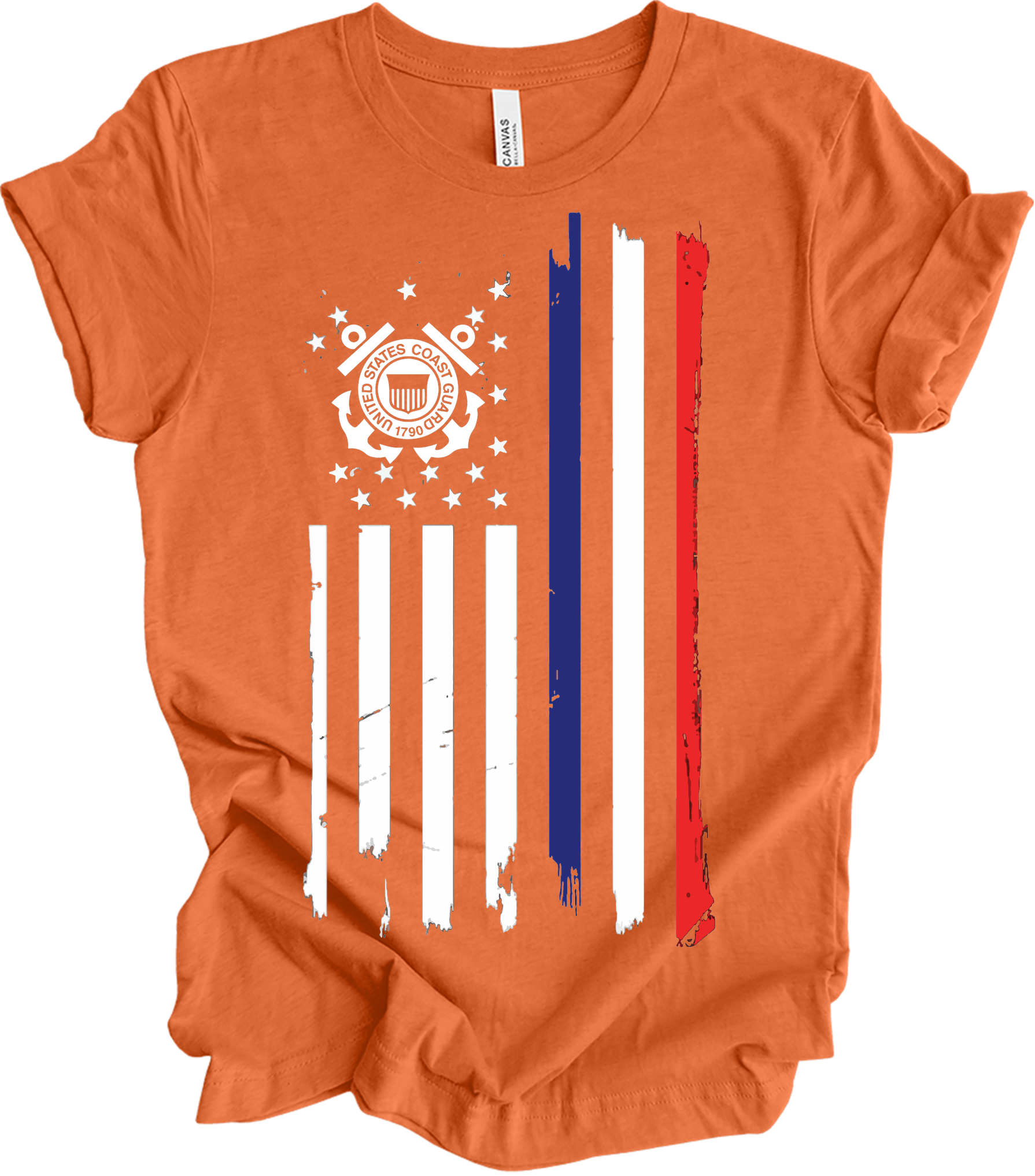 US Coast Guard Flag T-Shirt in Heather Orange
