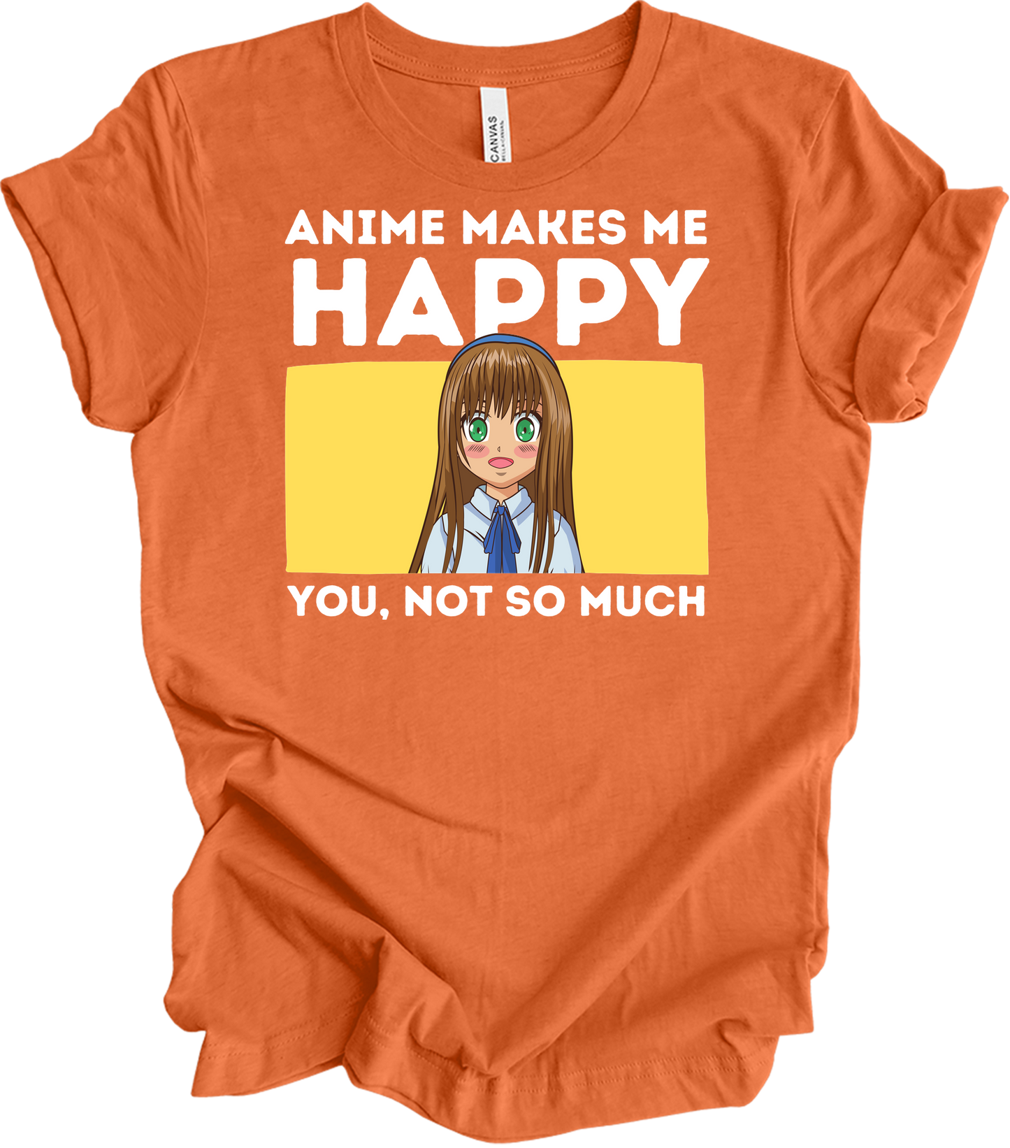 Anime Art 'Happy' T-Shirt in Heather Orange