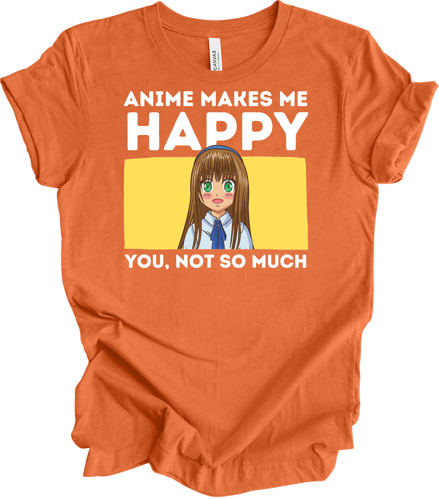 Anime Art 'Happy' T-Shirt in Heather Orange