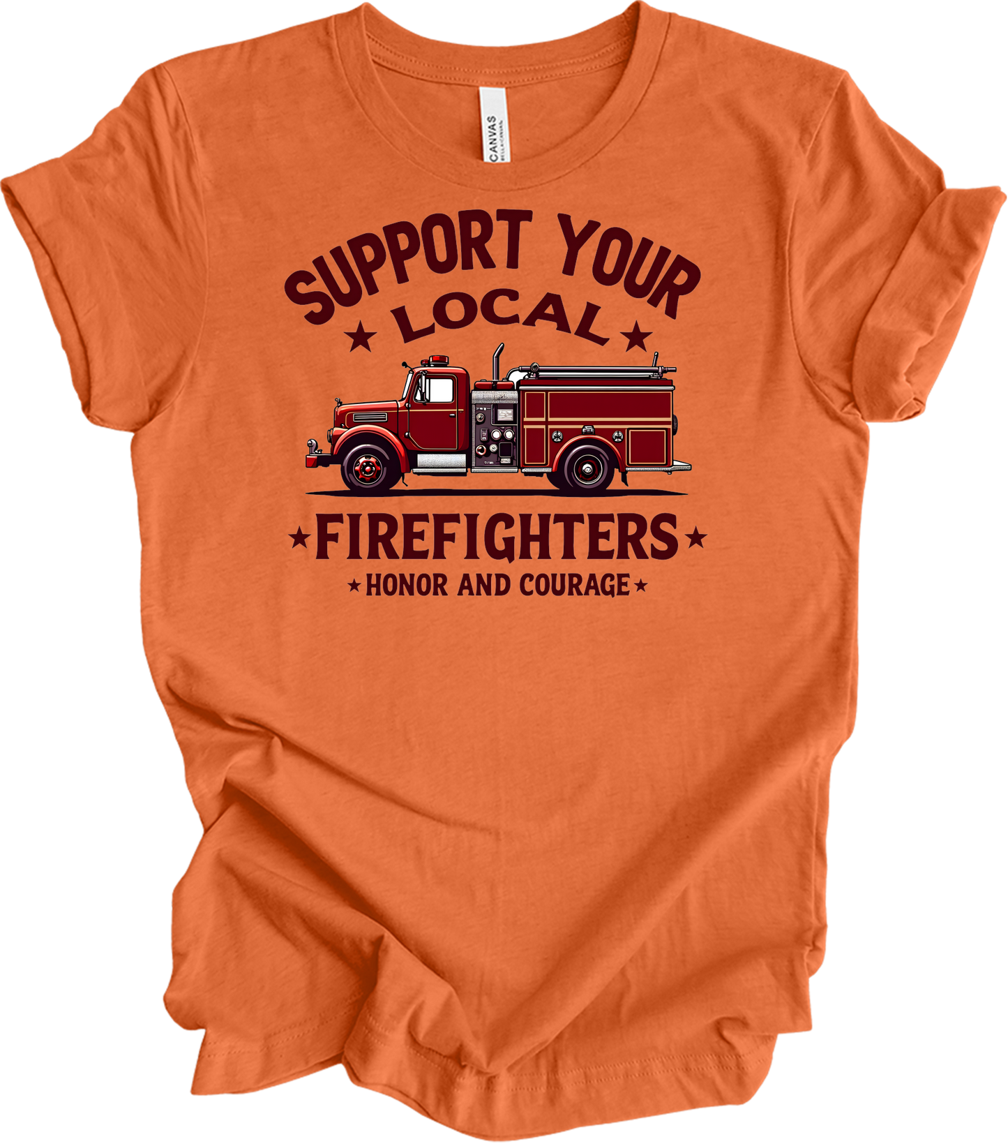 Support Local Firefighters T-Shirt in Heather Orange