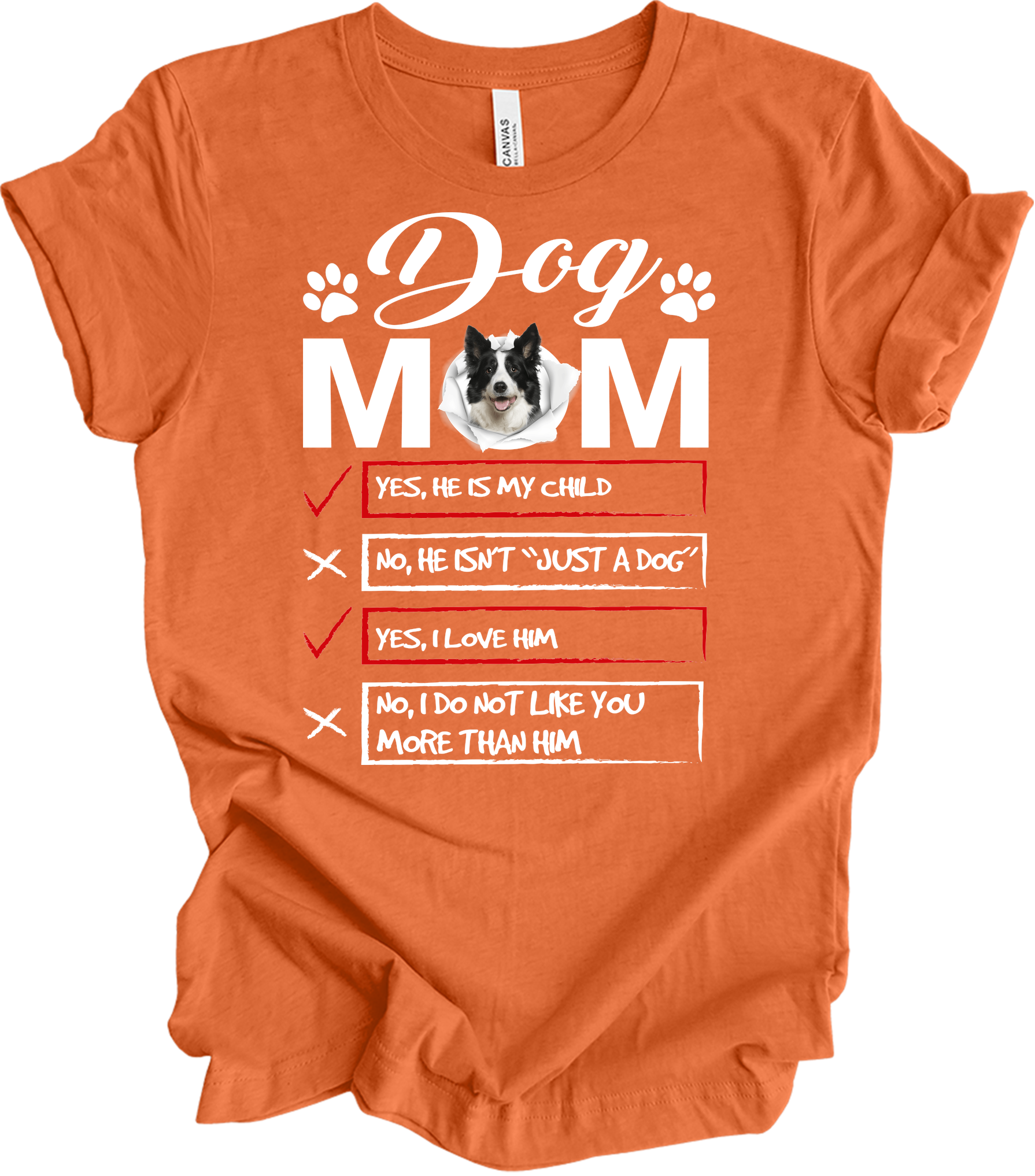Dog Mom - Funny Gift T-Shirt in Heather Orange