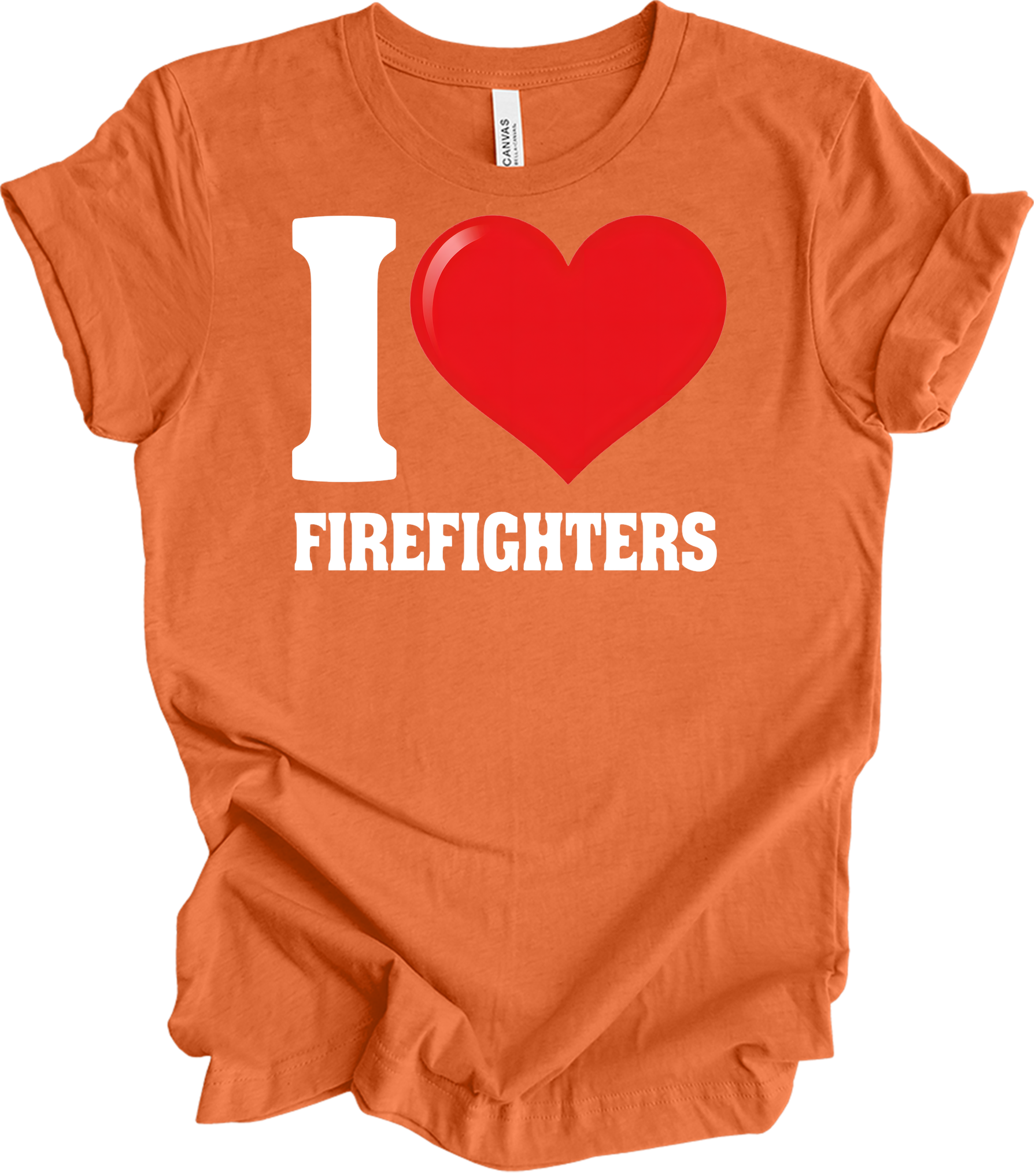 I Love Firefighters T-Shirt in Heather Orange