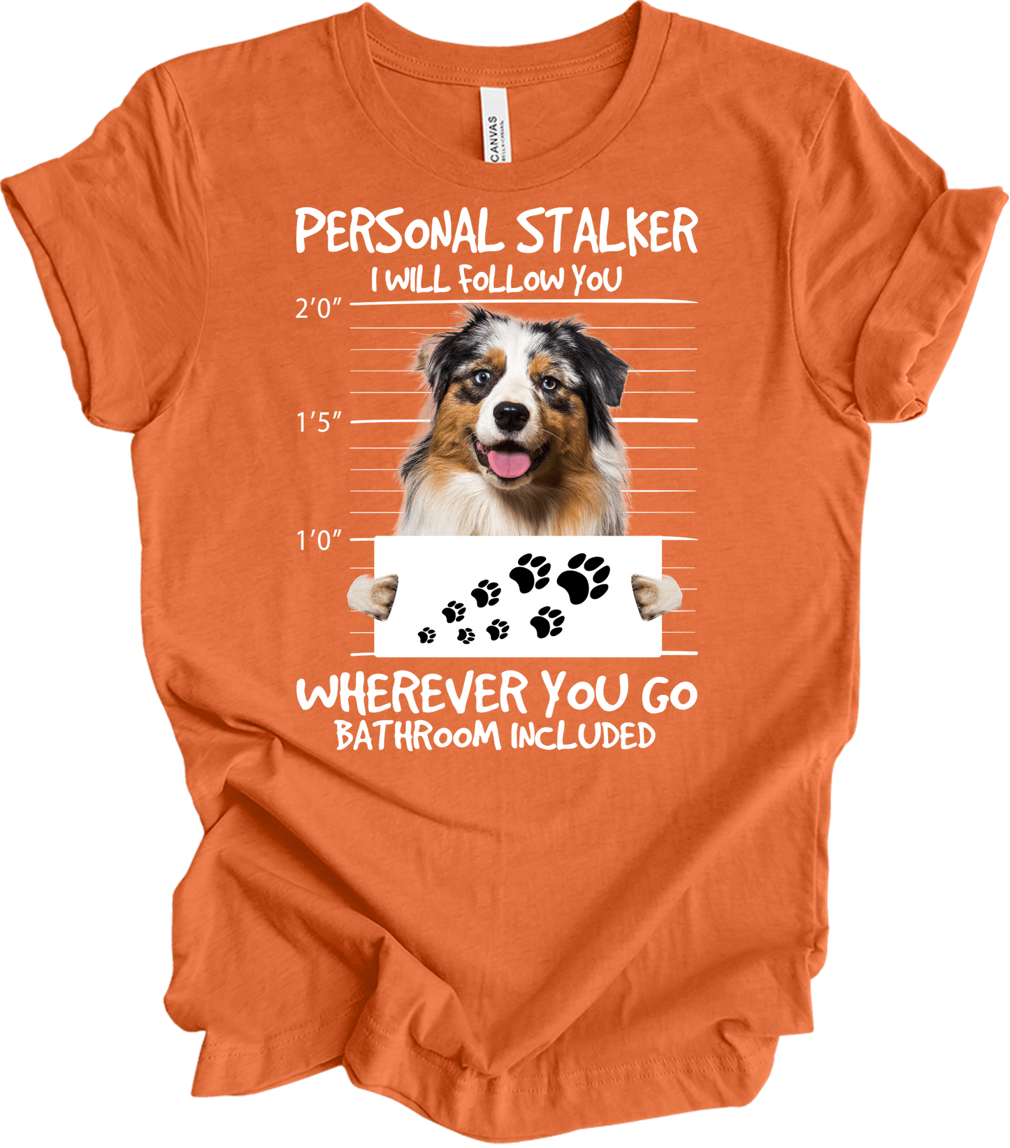 Aussie Shepherd Stalker T-Shirt in Heather Orange