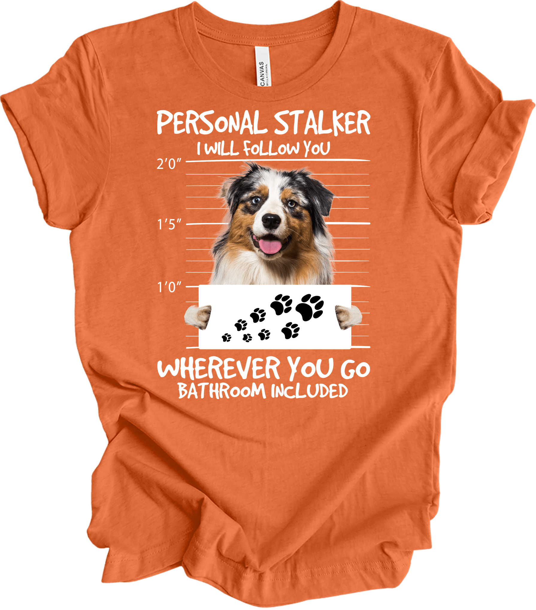 Aussie Shepherd Stalker T-Shirt in Heather Orange