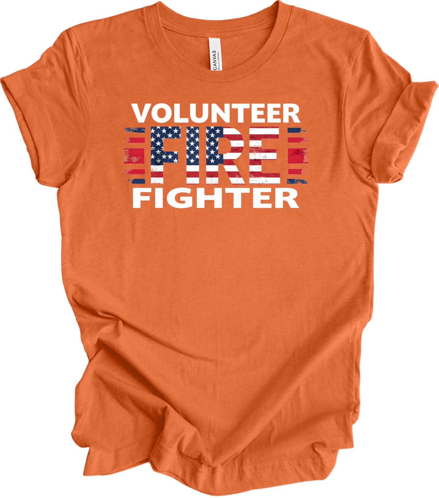 Volunr Firefighter USA Flag T-Shirt in Heather Orange