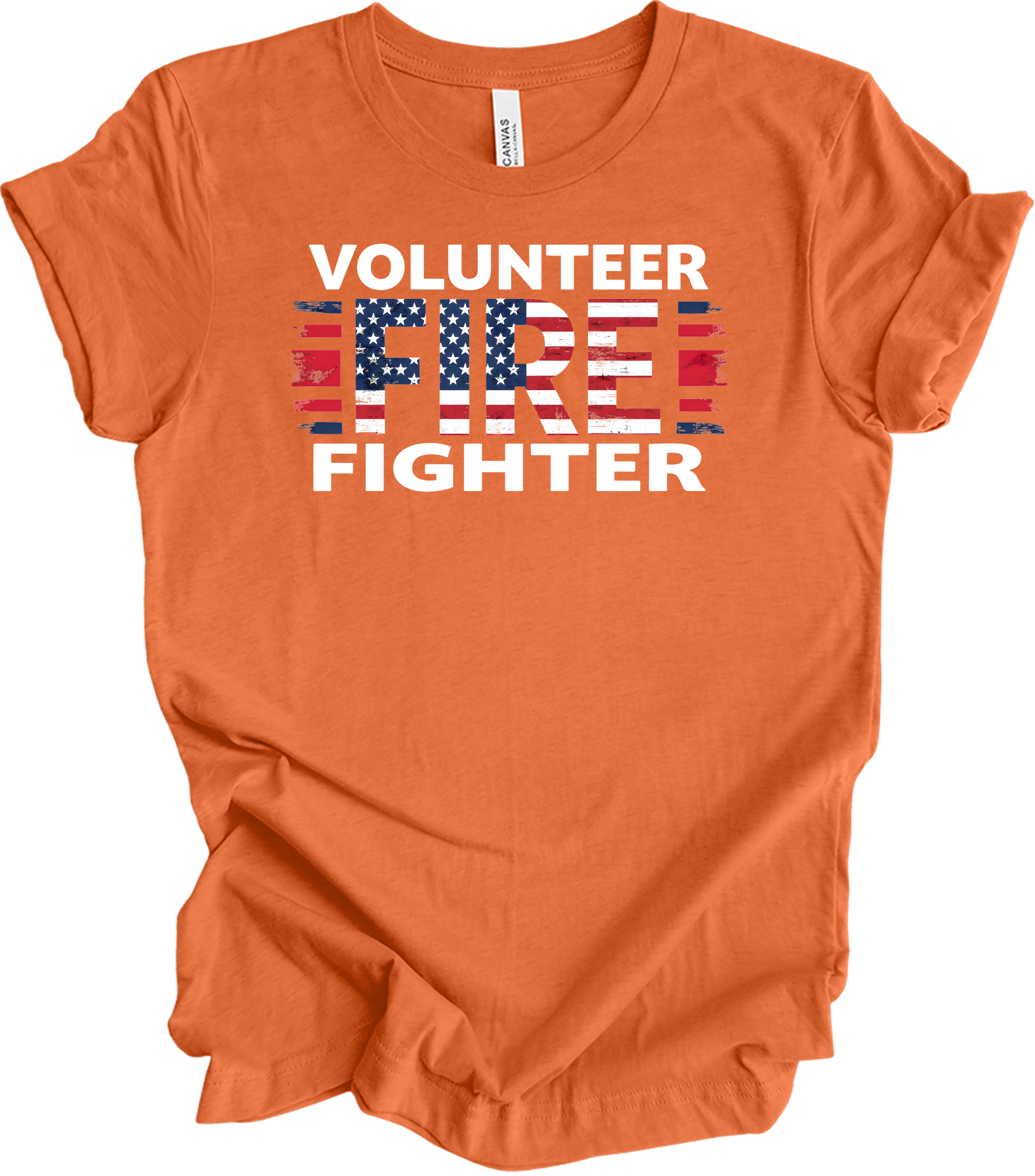 Volunr Firefighter USA Flag T-Shirt in Heather Orange