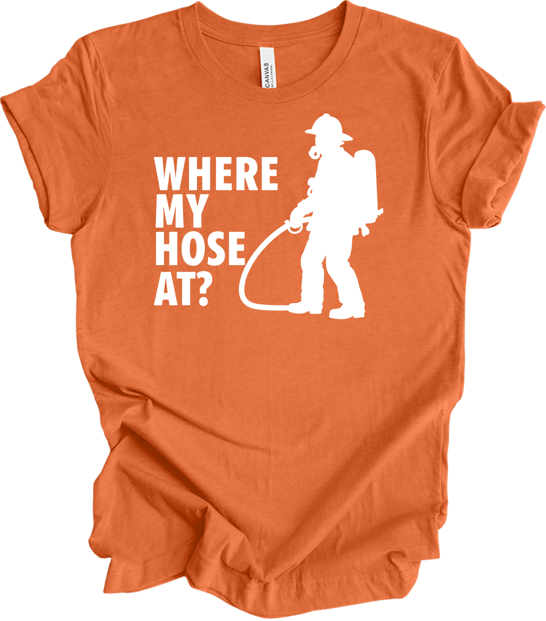 Where My Hose At? Unisex T-Shirt in Heather Orange