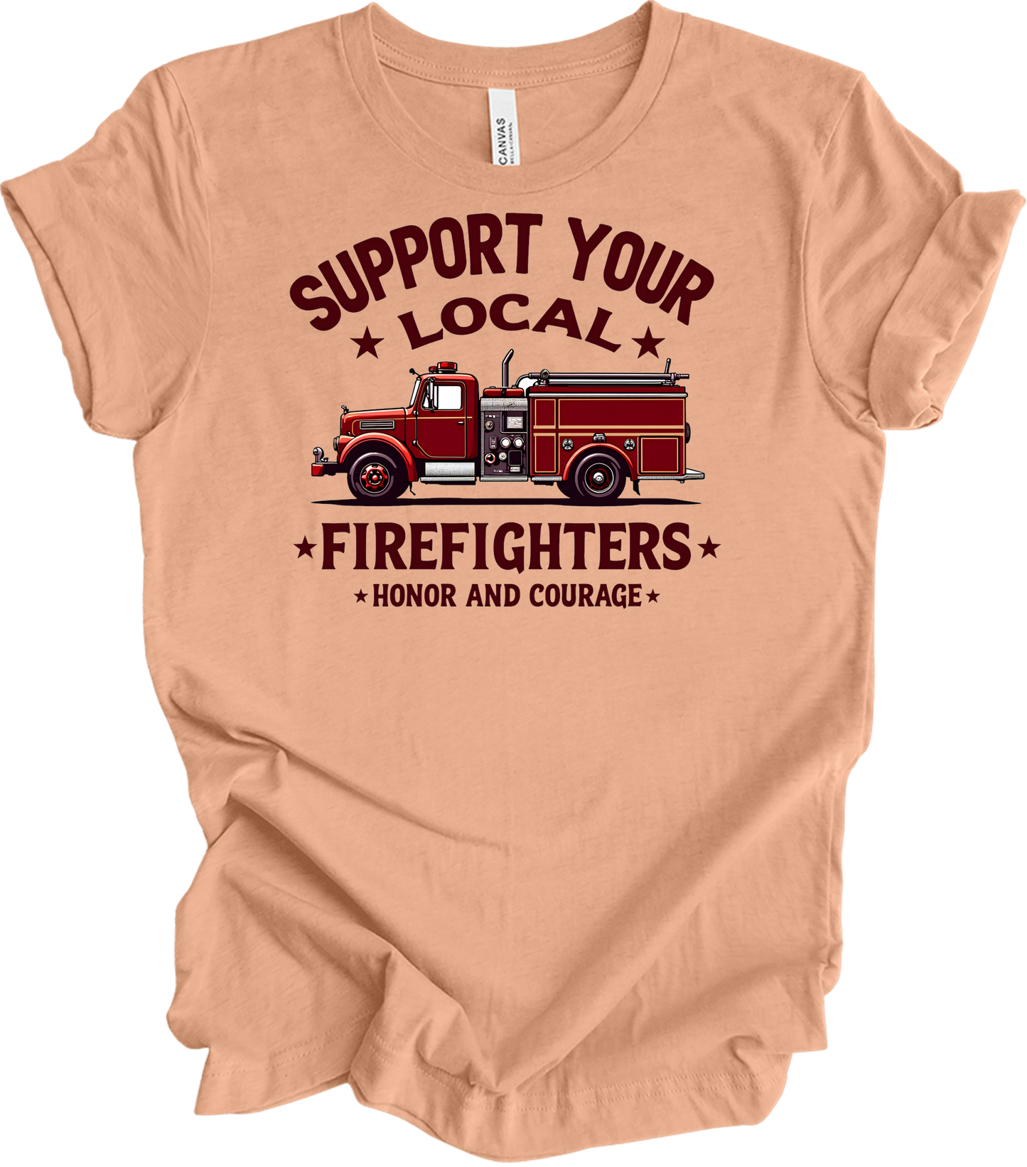 Support Local Firefighters T-Shirt in Heather Peach