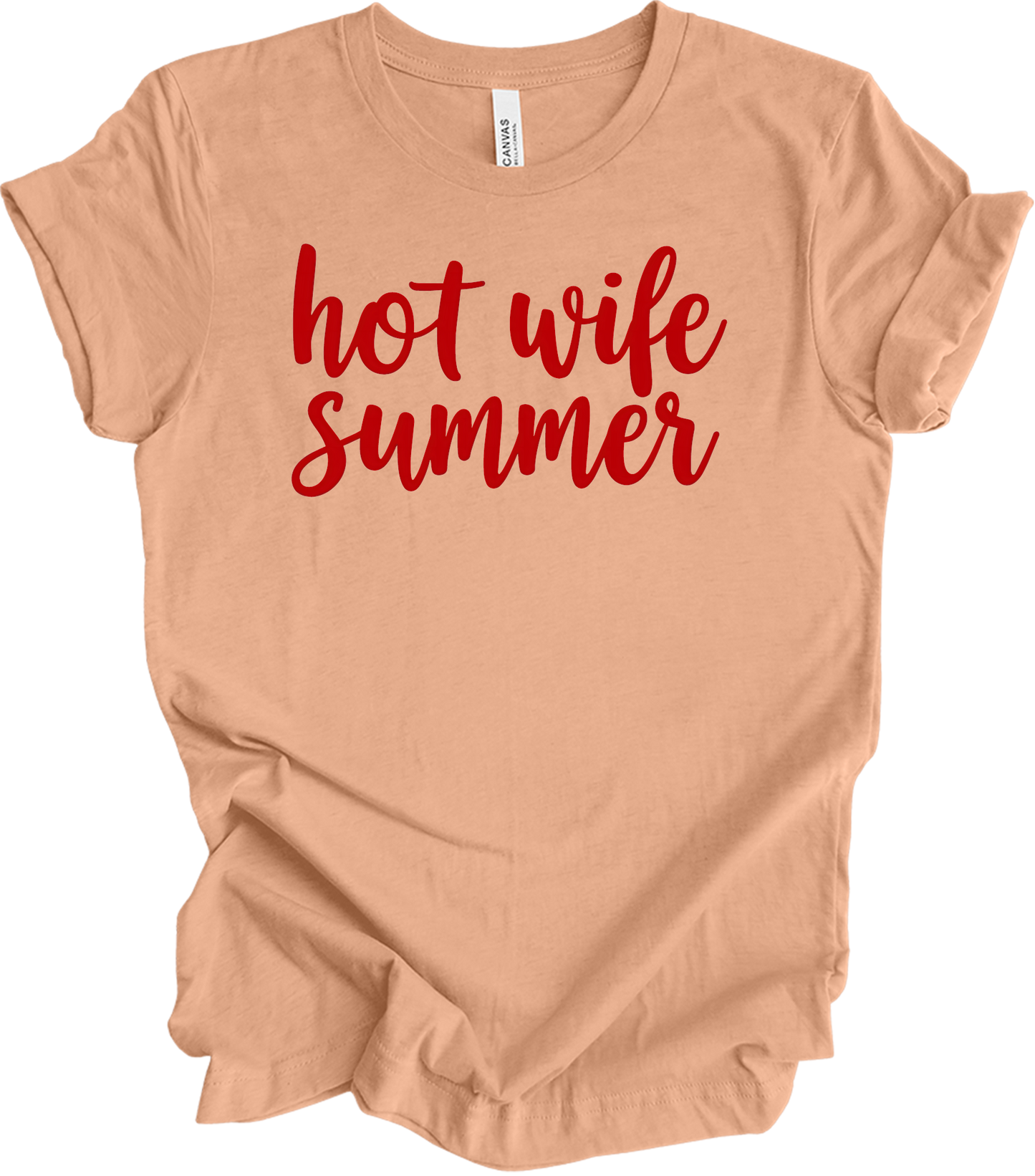 Hot Wife Summer - Fun & Stylish T-Shirt in Heather Peach