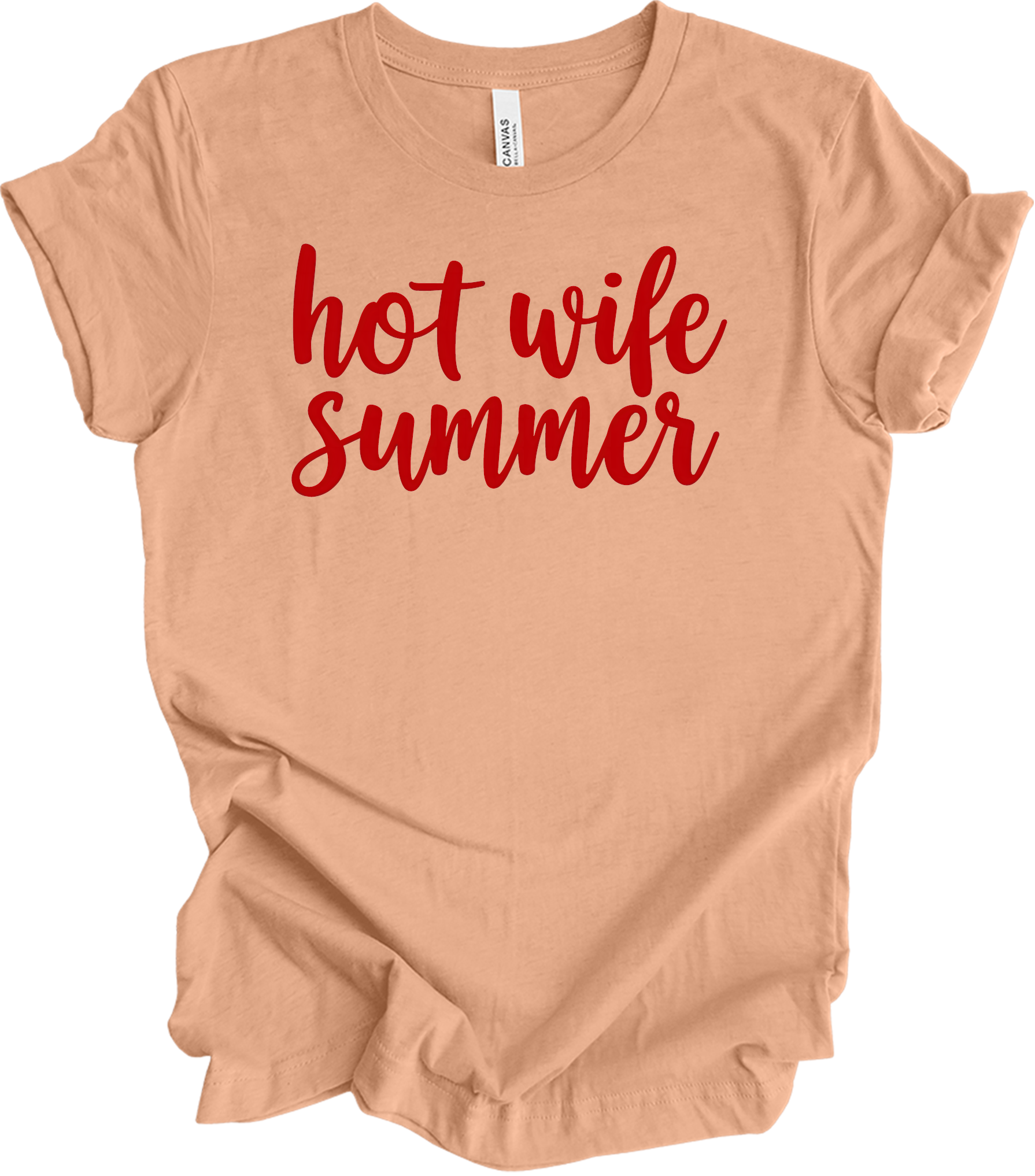 Hot Wife Summer - Fun & Stylish T-Shirt in Heather Peach