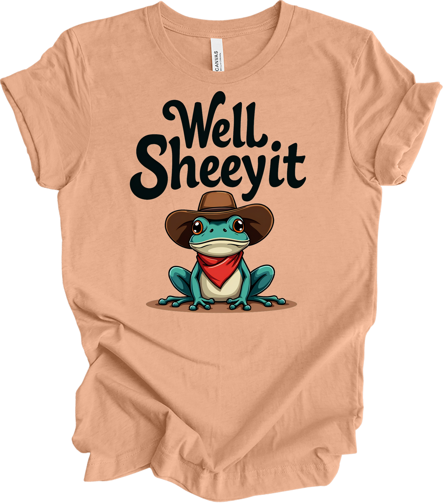 Cowboy Frog Meme T-Shirt in Heather Peach