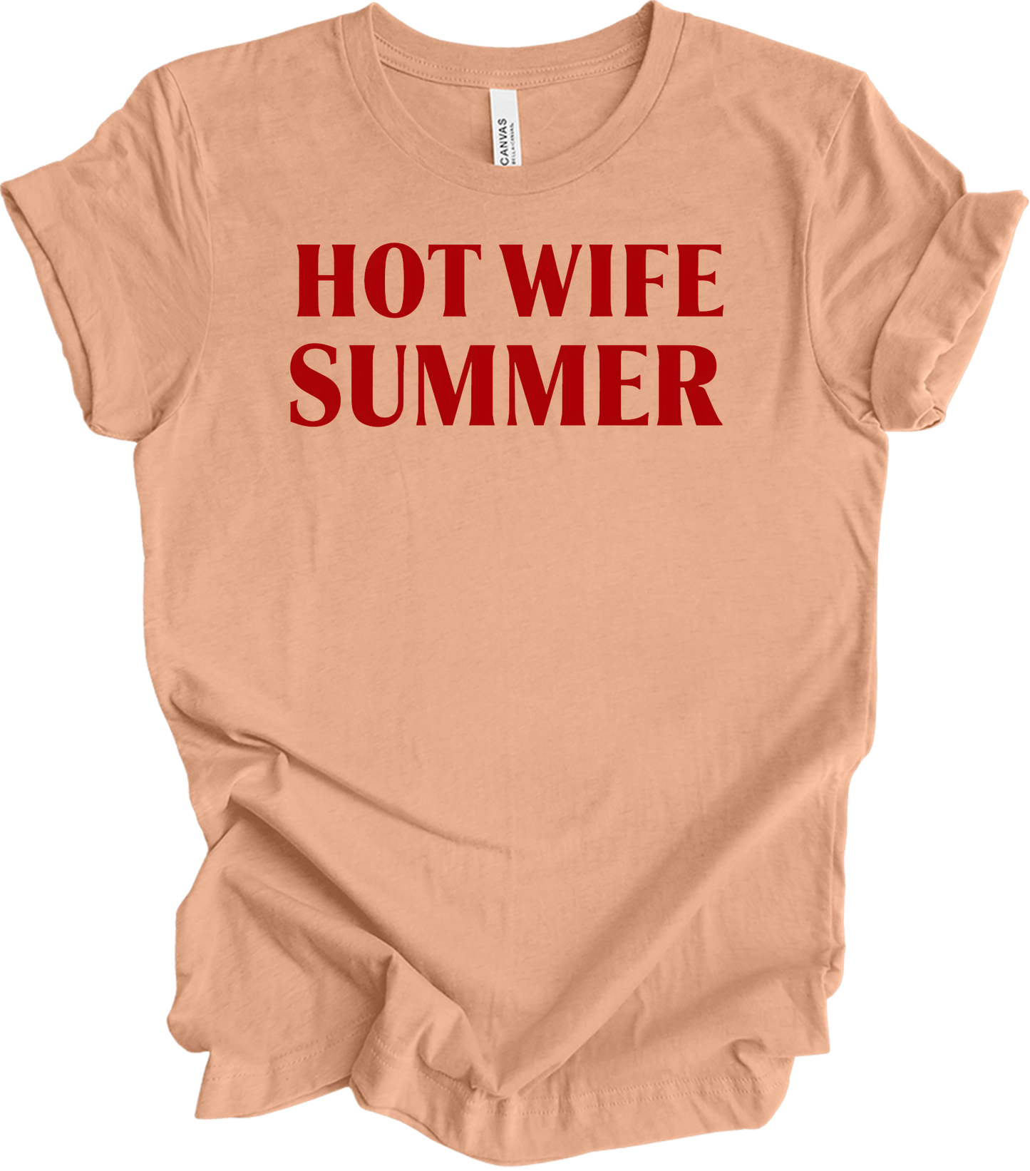 Hot Wife Summer - Fun & Stylish T-Shirt in Heather Peach