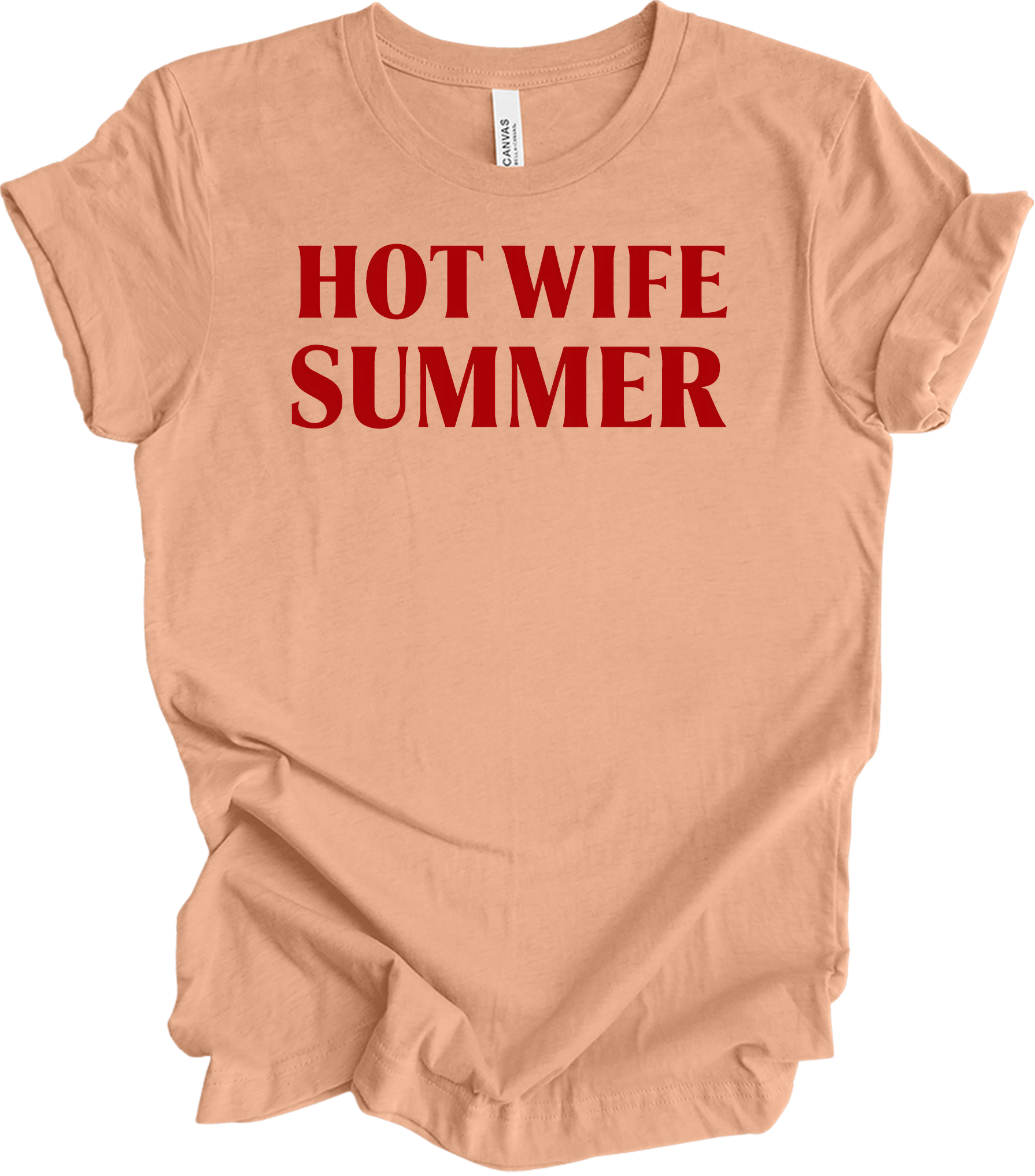 Hot Wife Summer - Fun & Stylish T-Shirt in Heather Peach