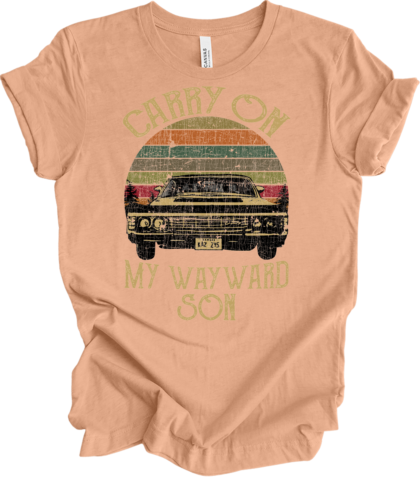Carry On Wayward Son Supernatural Vintage T-Shirt in Heather Peach