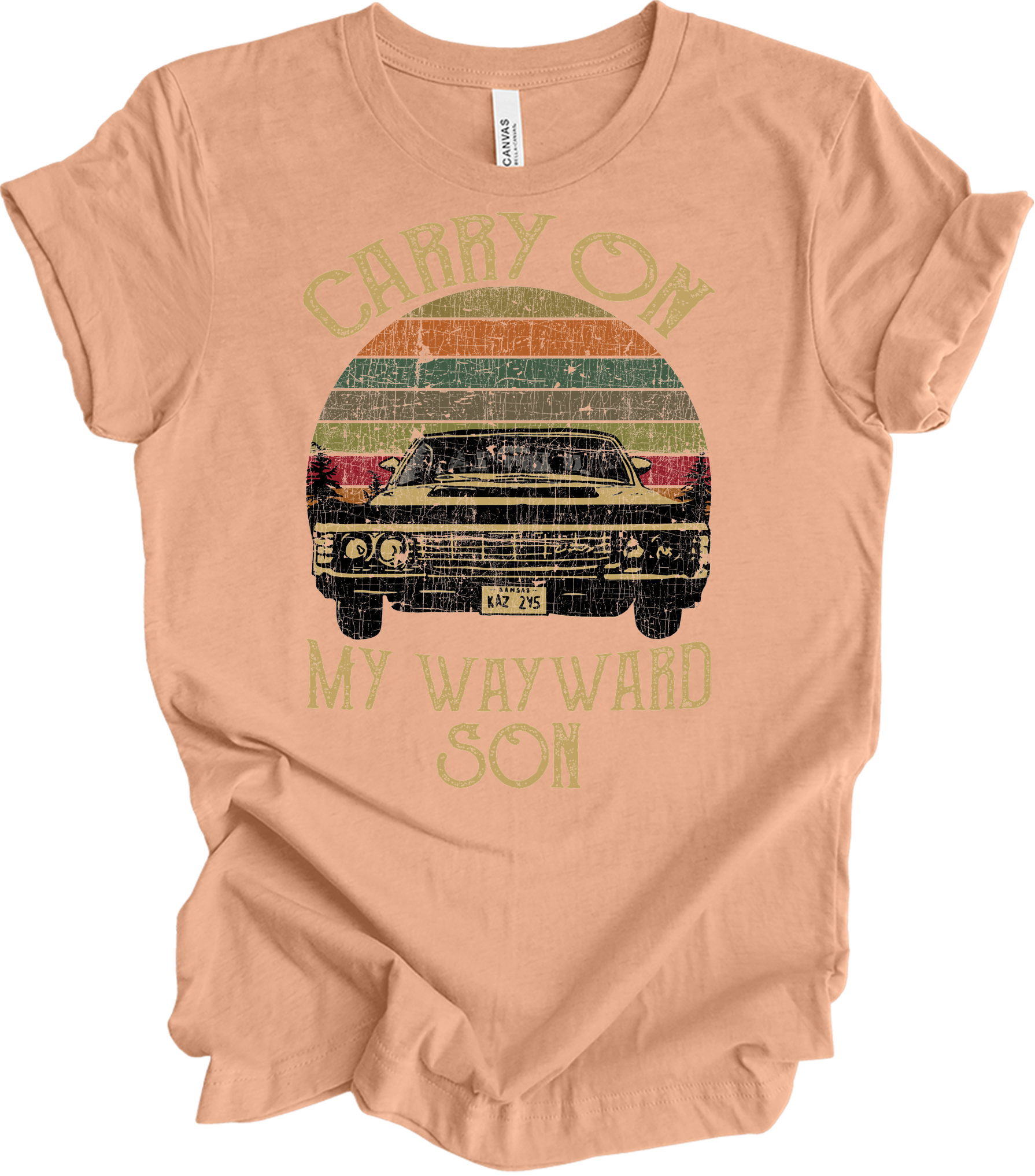 Carry On Wayward Son Supernatural Vintage T-Shirt in Heather Peach