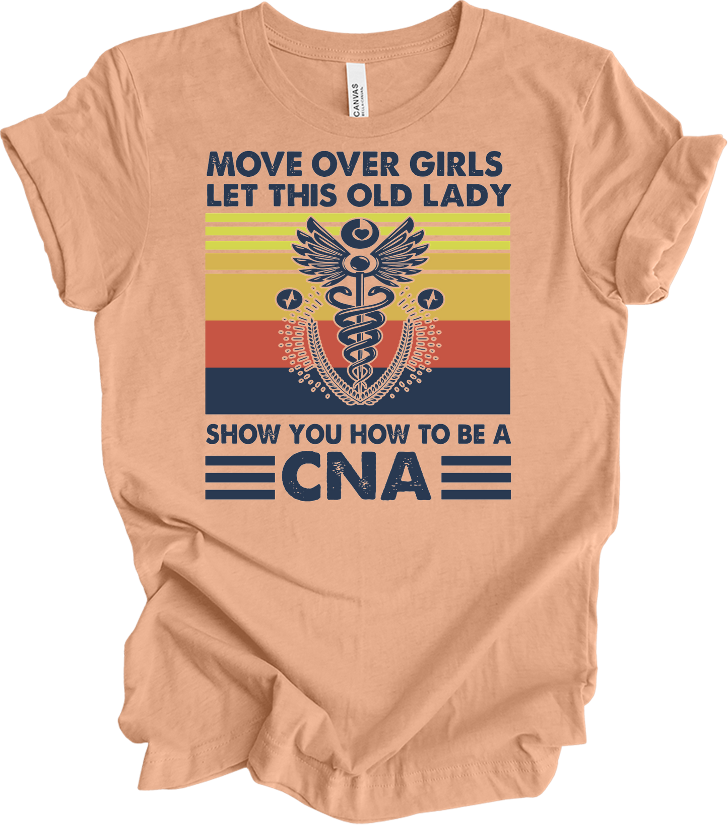 Old Lady CNA Nurse T-Shirt in Heather Peach