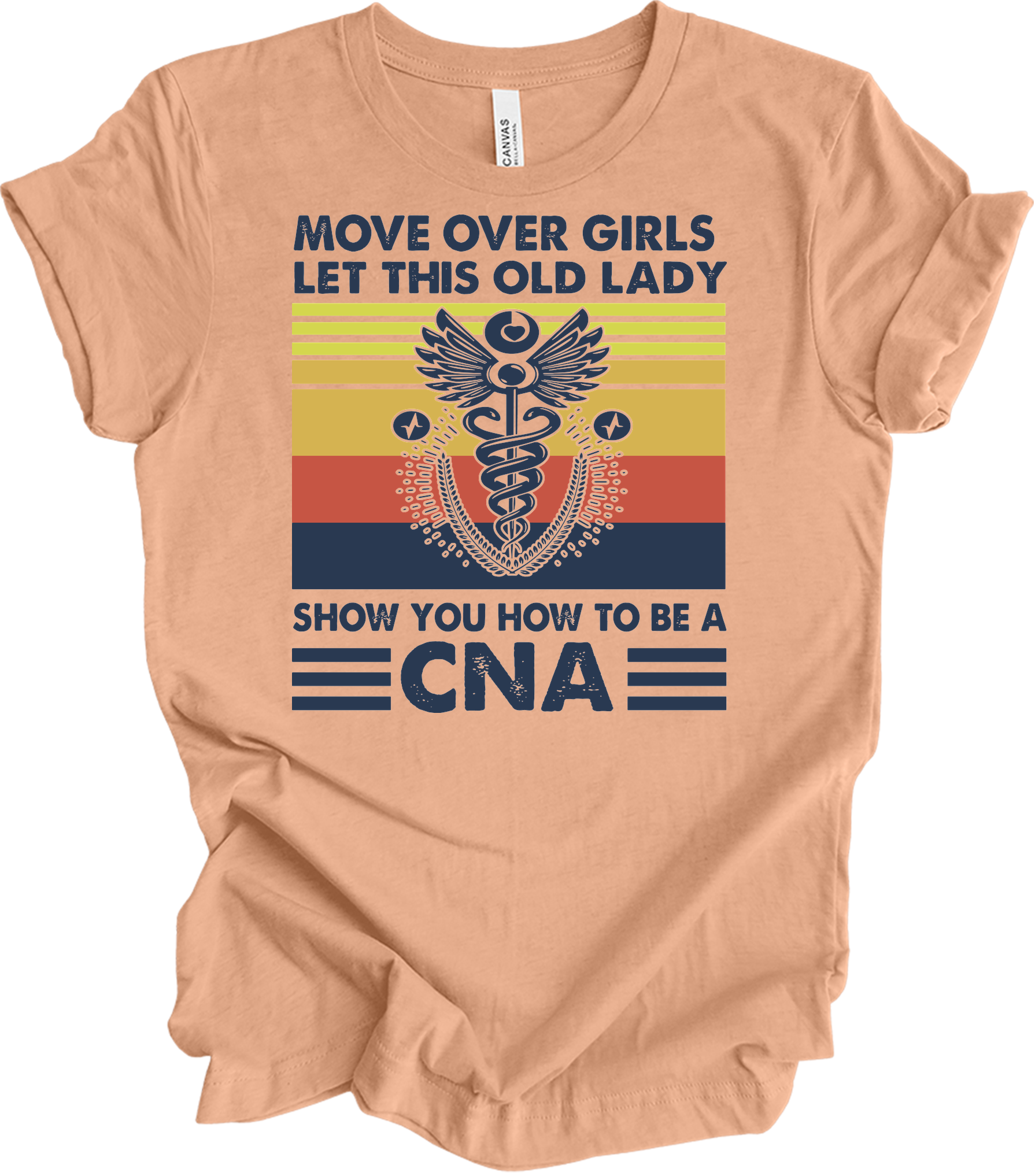 Old Lady CNA Nurse T-Shirt in Heather Peach