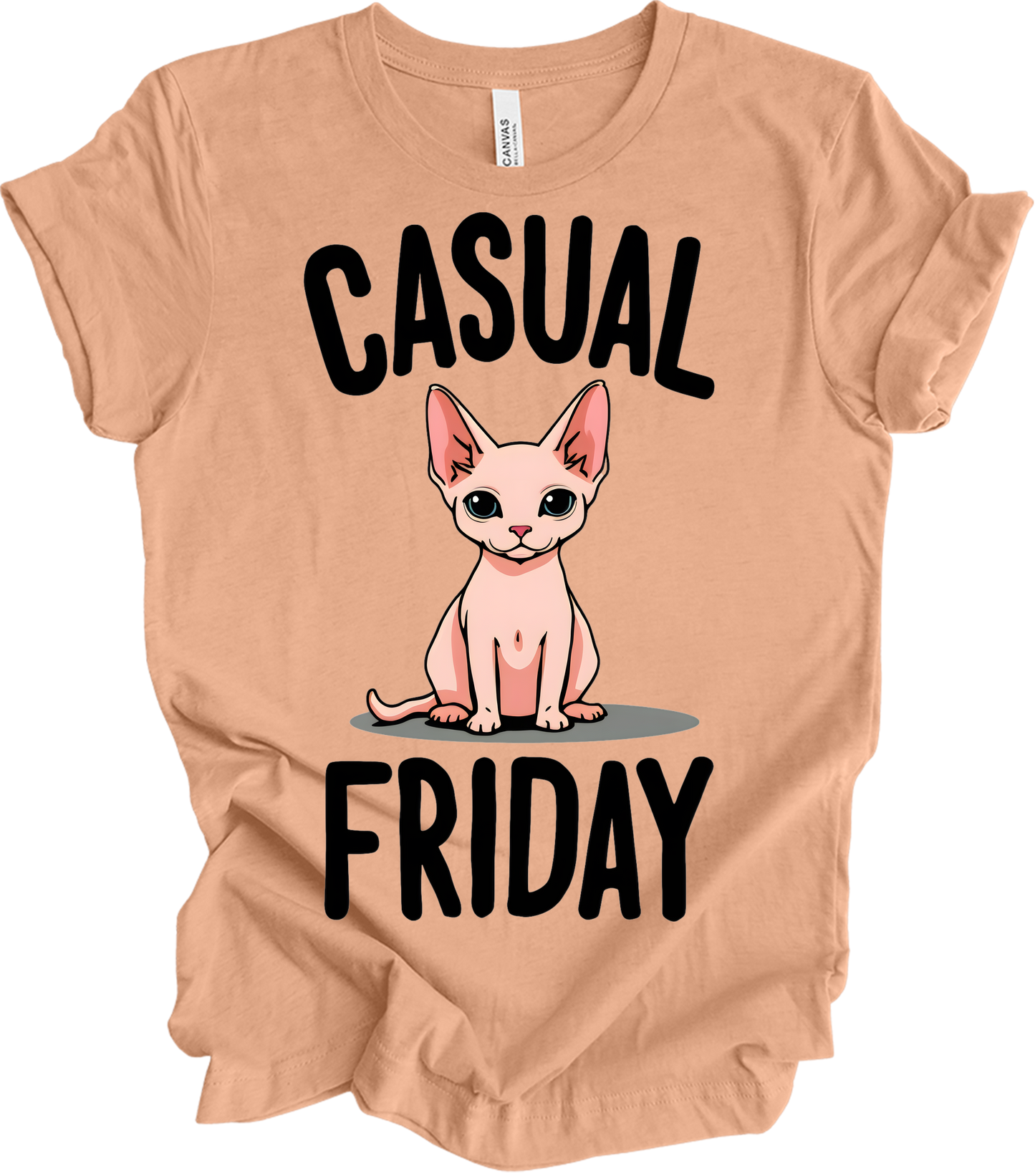 Casual Friday Hairless Cat T-Shirt in Heather Peach