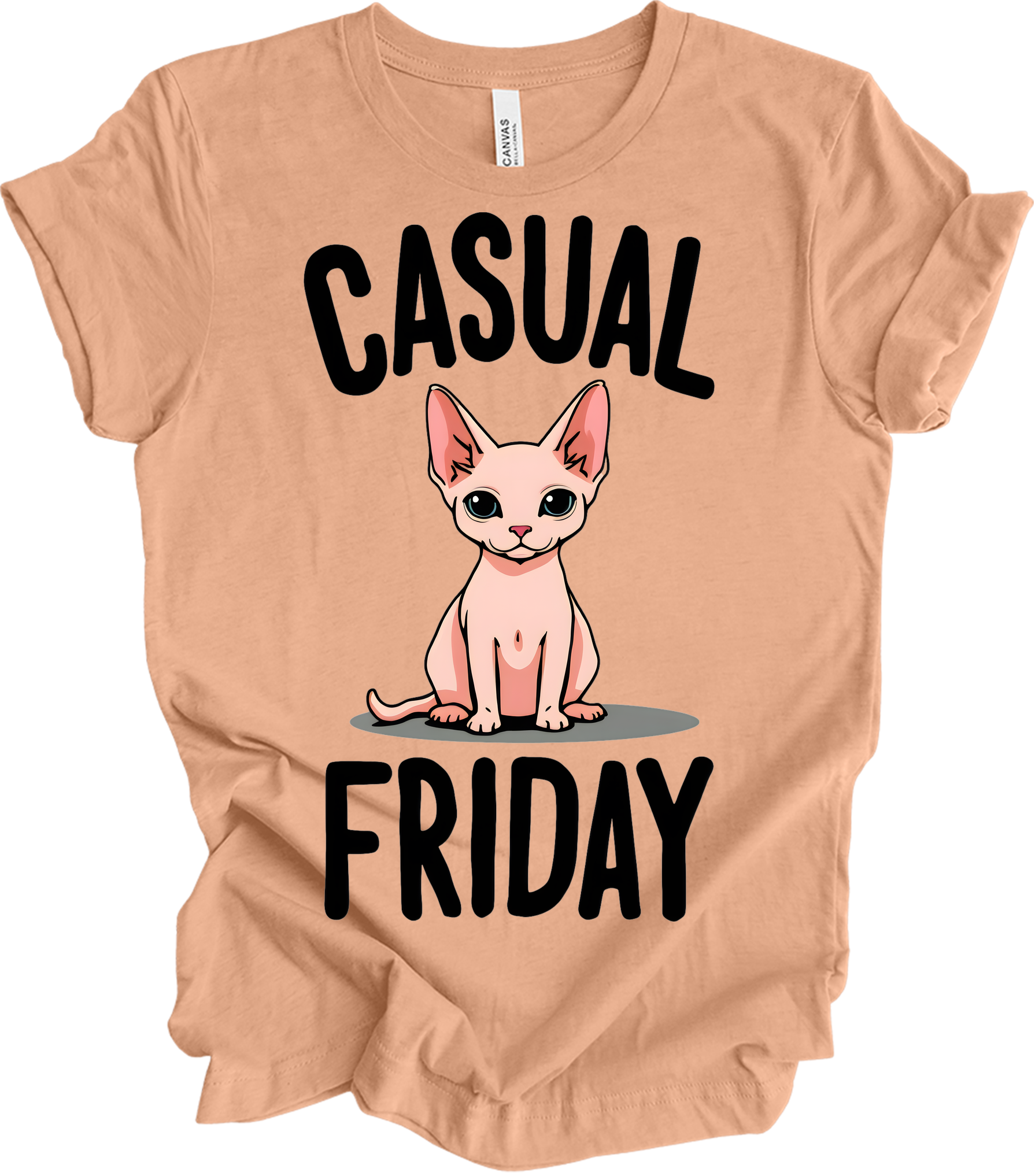 Casual Friday Hairless Cat T-Shirt in Heather Peach